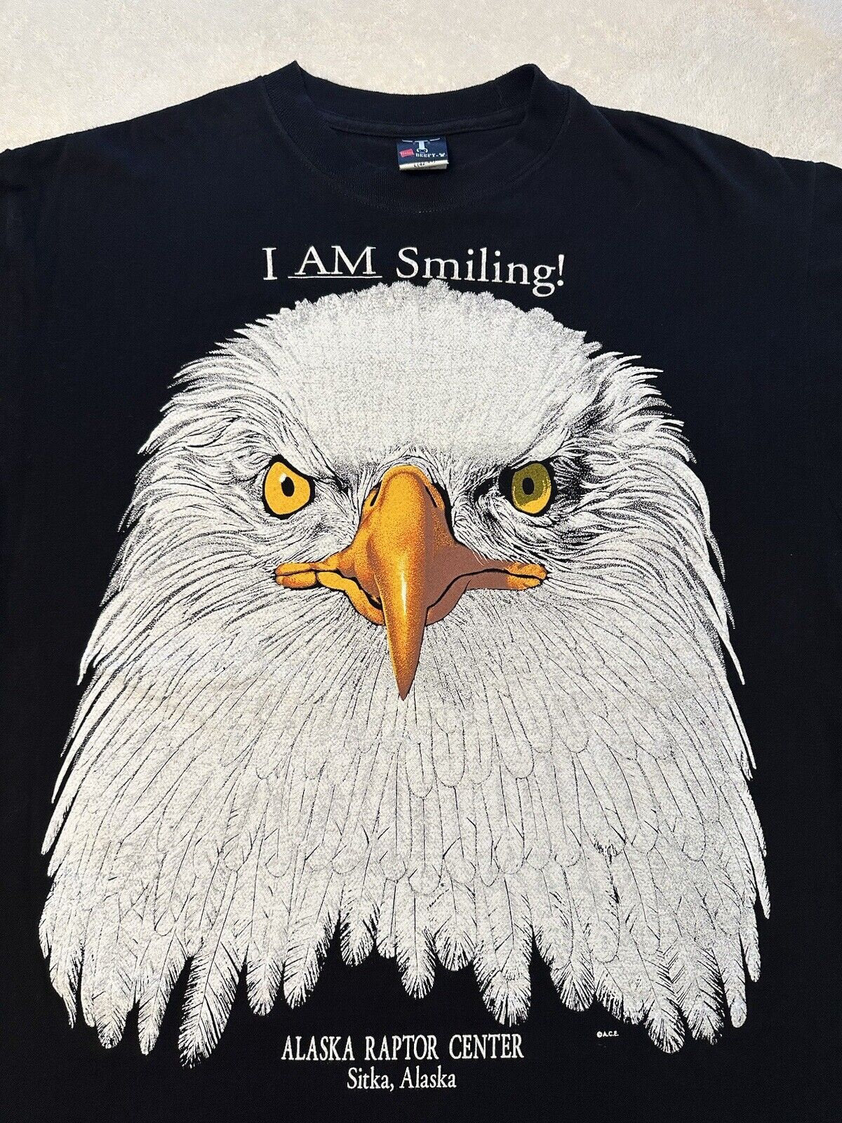 Vintage 2000s Y2K Sitka Alaska Raptor Center Bald Eagle Smiling T Shirt L NEW Graphic Tee – Feel-Good Design · High-Quality Print