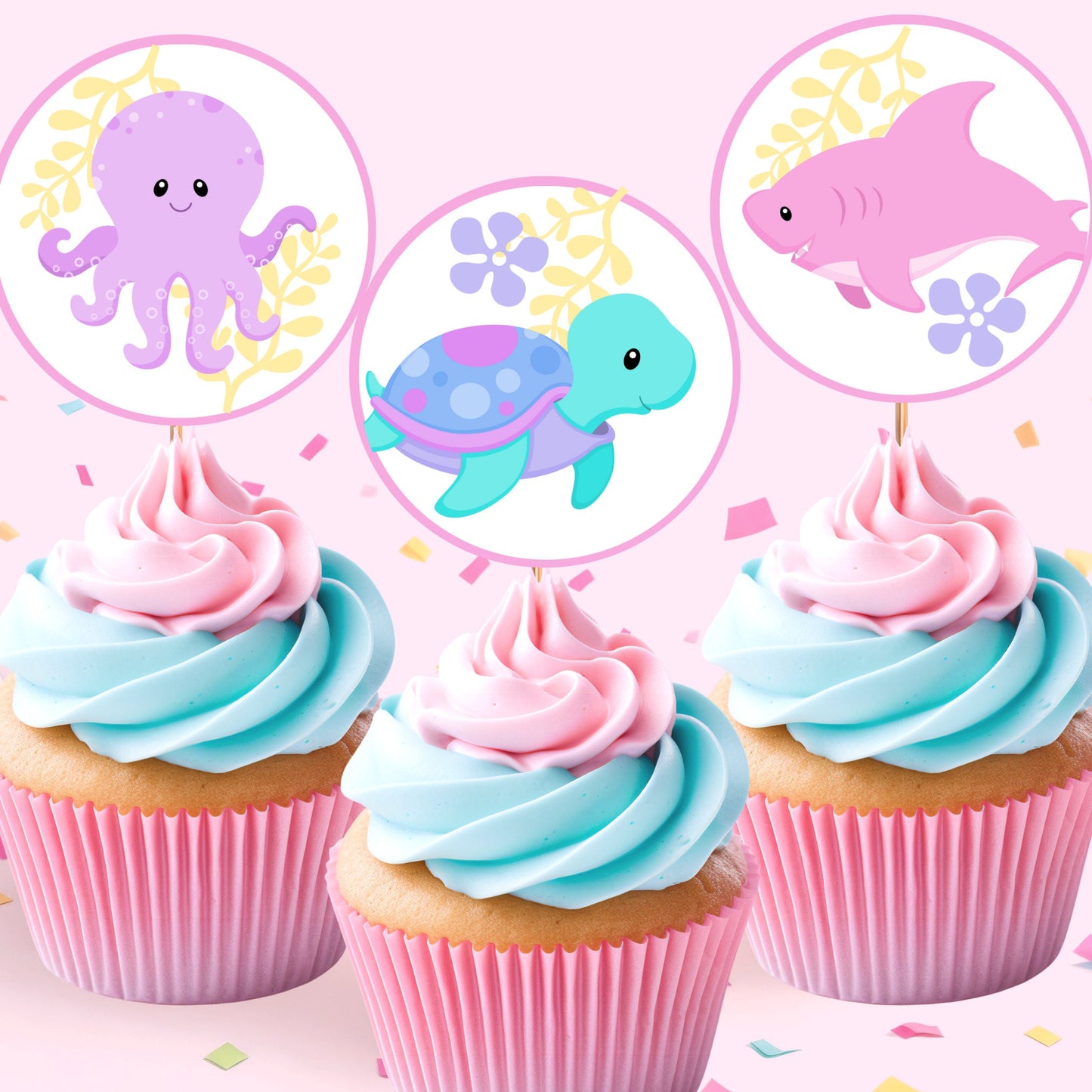 Sea Animal Cupcake Toppers Under The Sea Party Cupcake Decorations Two the Sea Birthday Party Ocean Cupcake Topper Ocean Animals Party UNDE2 Graphic Tee – Cozy Vibes · Perfect For Daily Wear