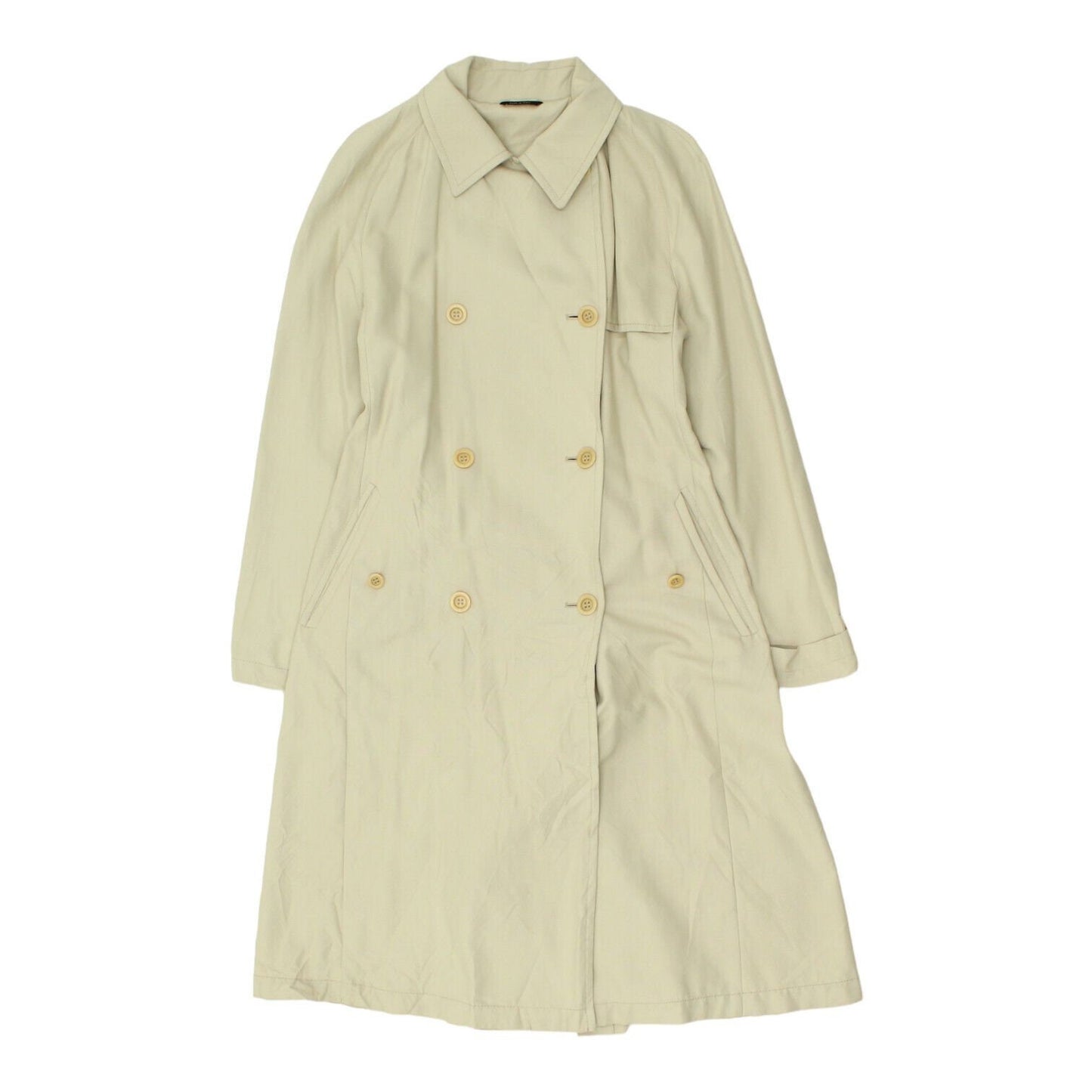 Vintage Womens Beige Double Breasted Long Overcoat Luxury High End Swing Coat Graphic Tee – Easygoing Wear · Must-Have Style