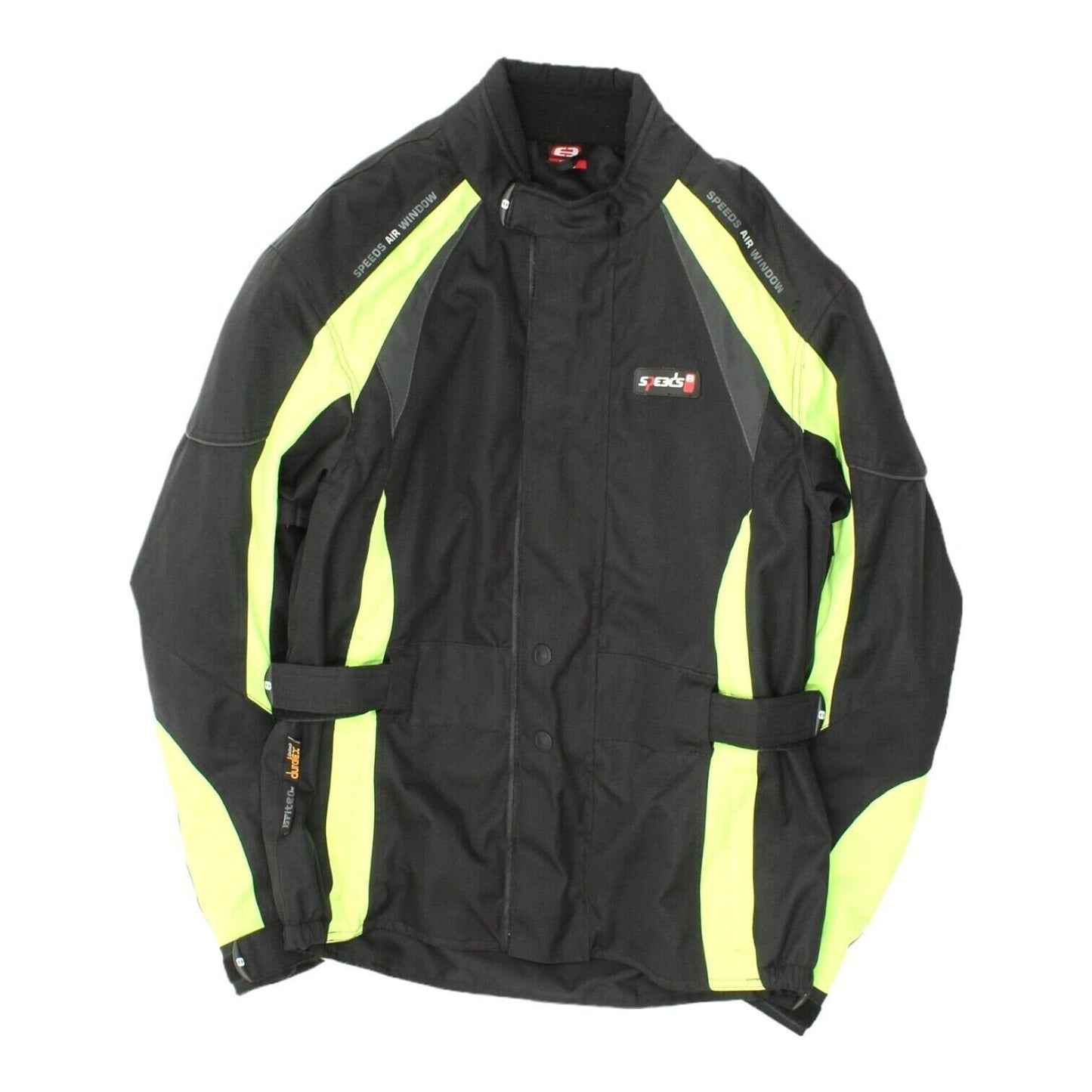 Speeds Mens Black Nylon Motorcycle Jacket Vintage Protective Biker Gear VTG Graphic Tee – Fan Favorite · Must-Have Style