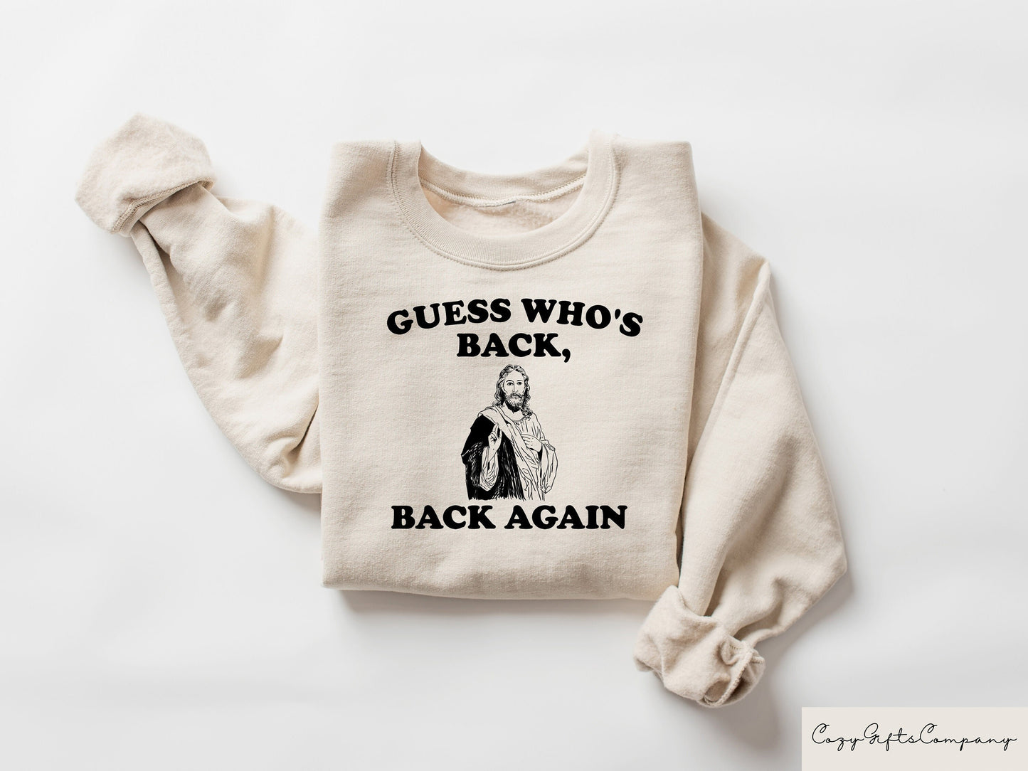 90s Guess Who39s Back Again Funny Jesus Shirt Retro Funny Jesus Shirt Trendy Christian Tshirt Faith Sweatshirt Christian Clothing Sweatshirt – Everyday Comfort · Perfect For Daily Wear