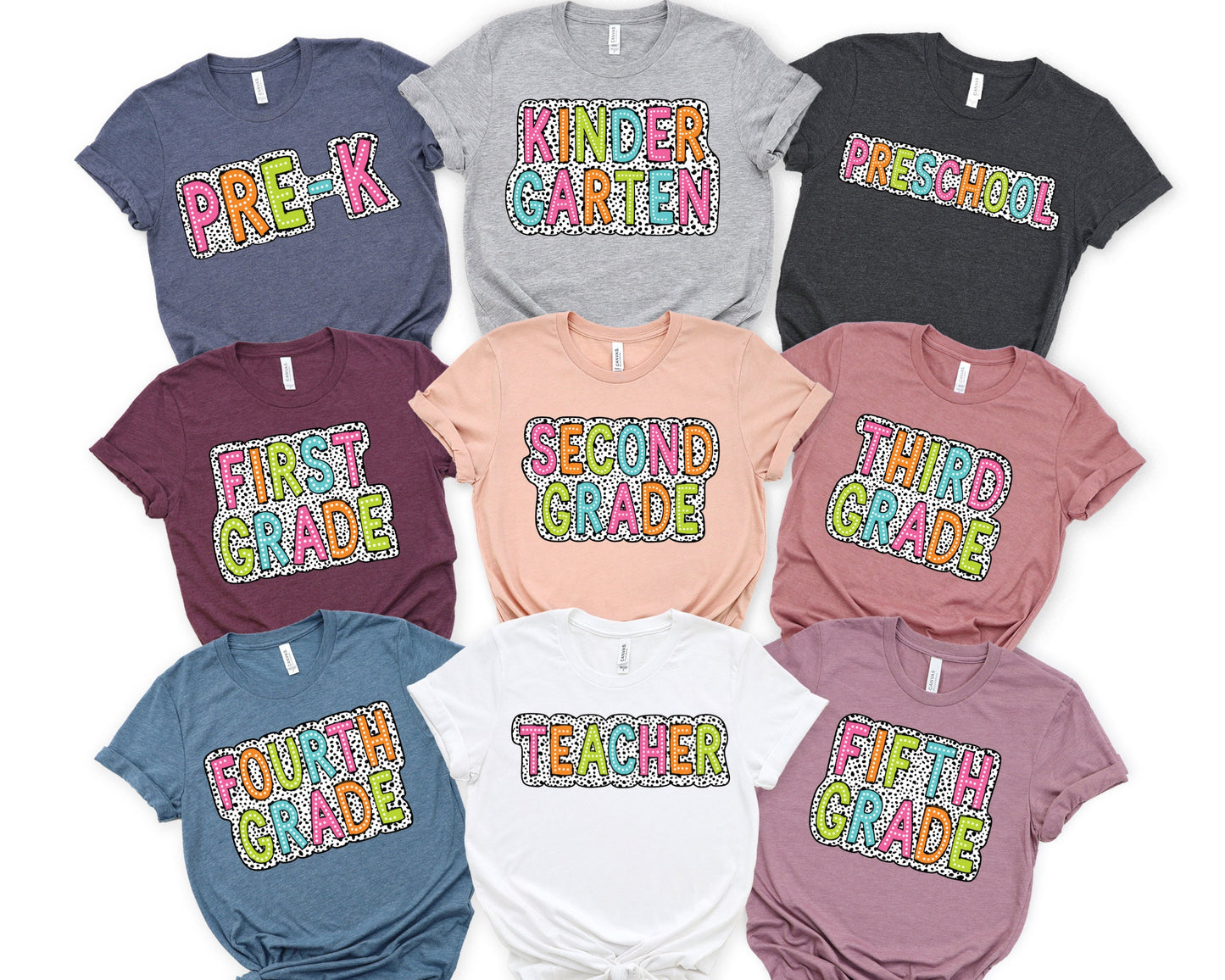 Pre K Kindergarten Teacher First Second Third Fourth Fifth Grade Level Shirts Teacher Team T Shirts Graphic Tee – Premium Graphic · Must-Have Style