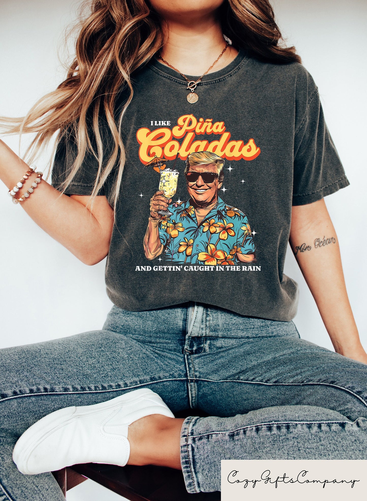 Donald Daddy T Shirt Pina Colada Summer Shirt Trump Viral Shirts Funny Trump T Shirt Republican T Shirts Graphic Tee – Aesthetic Look · Top Pick For Any Outfit