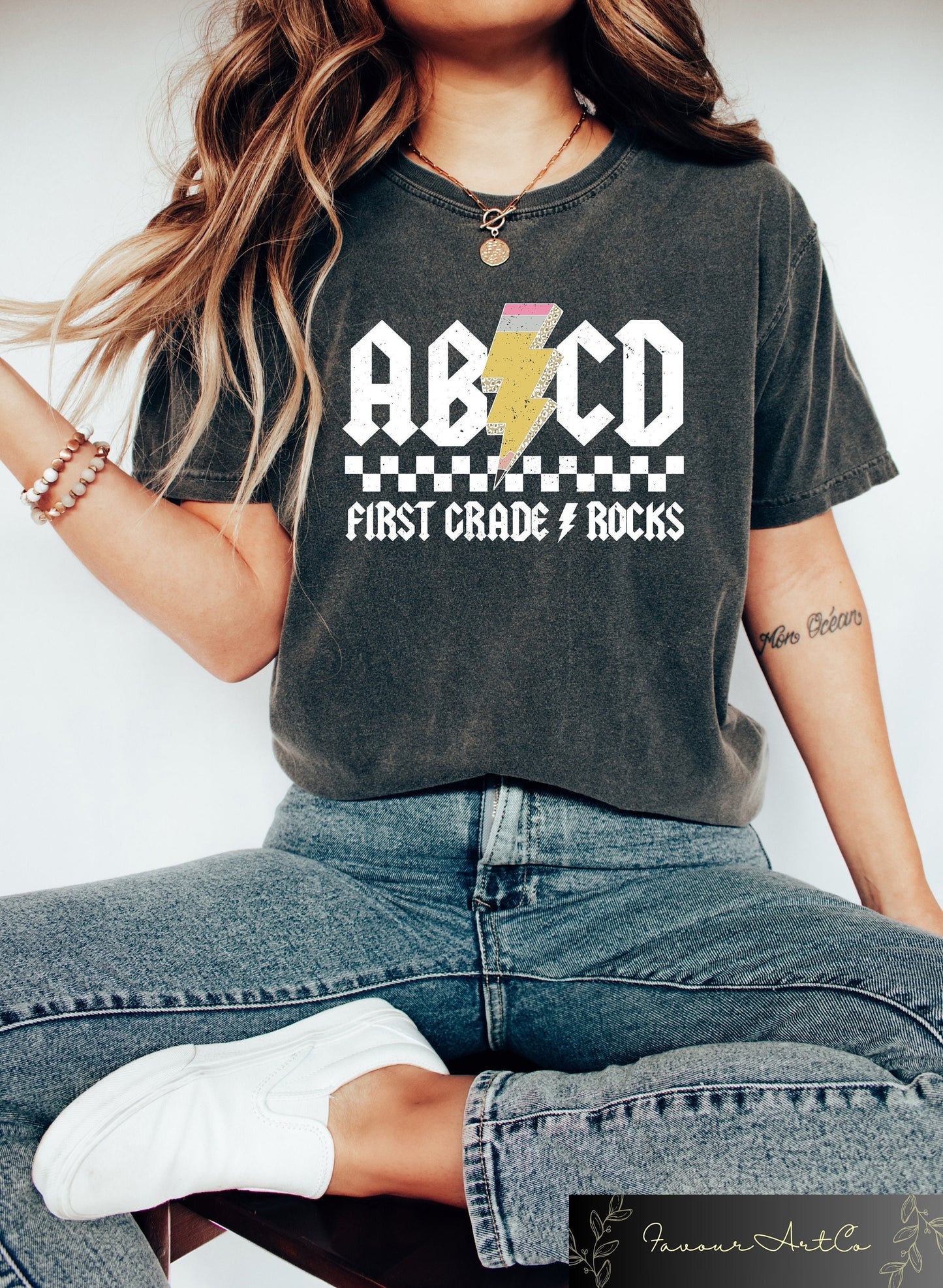First Grade Rocks Teacher Shirt Comfort Retro Teacher Tshirt Back To School Gifts ABCD Teacher Shirt First Day of School Shirt Graphic Tee – Cozy Vibes · Trending Graphic Apparel