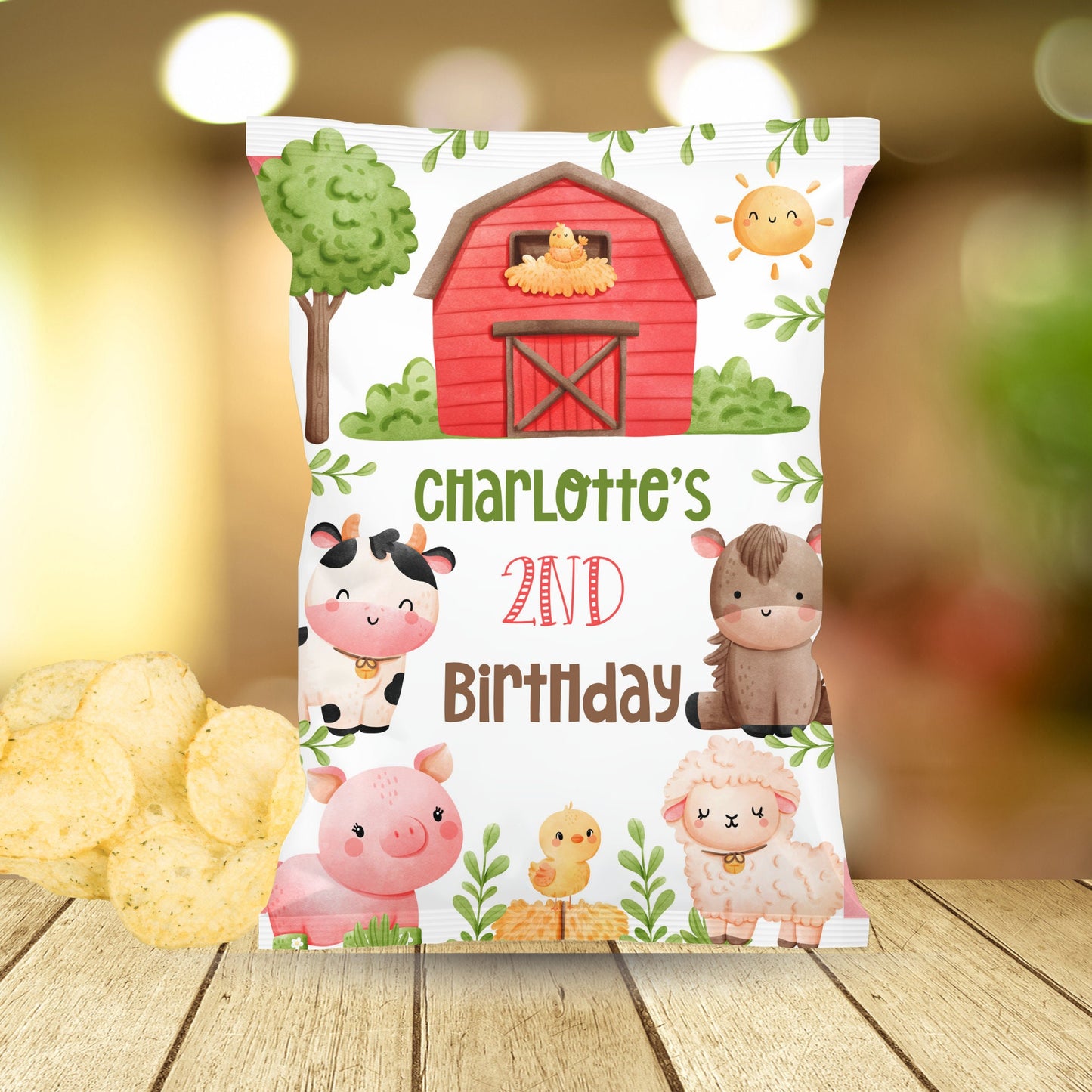 Farm Birthday Chip Bag Farm Animal Birthday Chip Bag Template Barnyard Birthday Custom Chip Bags Chip Bag Label Farm Party Decor Barn FARM1 Tote Bag – Premium Graphic · High-Quality Print