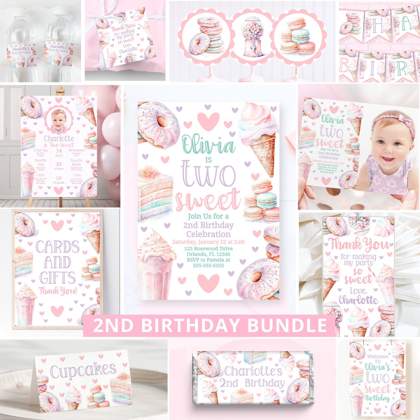 Two Sweet Birthday Bundle Two Sweet Birthday Party Decorations Girls 2Nd Birthday Ice Cream Party Girl Second Birthday Pastel Party Cute TW1 Graphic Tee – Fan Favorite · Top Pick For Any Outfit