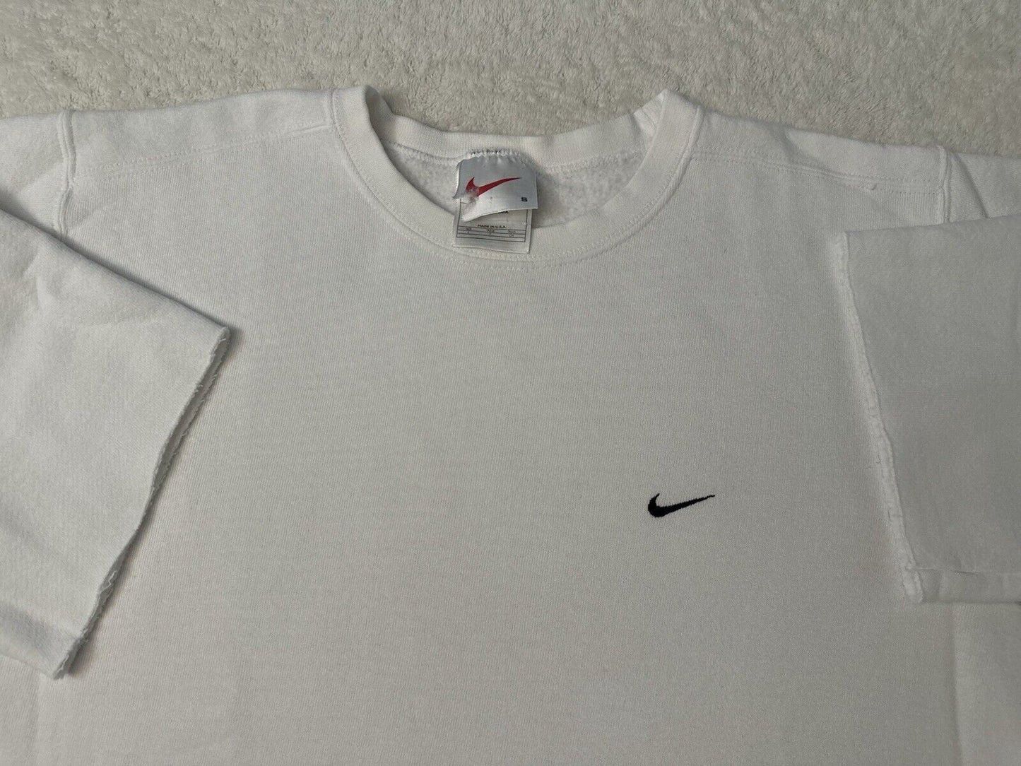 Vintage 1990s 90s Nike Swoosh Basic Blank Cropped Baseball Sleeve Sweatshirt S M Sweatshirt – Soft Feel · Great Gift For Fans