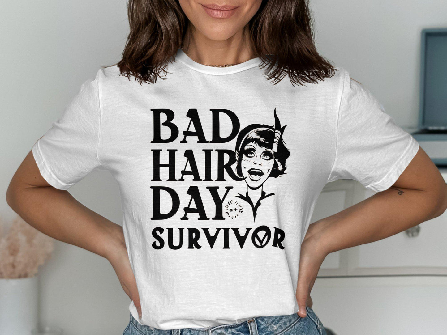 Bad Hair Day Survivor T Shirt Funny Graphic Tee Humorous Shirt Quirky T Shirt Retro Style Shirt Unique Gift Idea Casual Wear Graphic Tee – Cozy Vibes · Perfect For Daily Wear