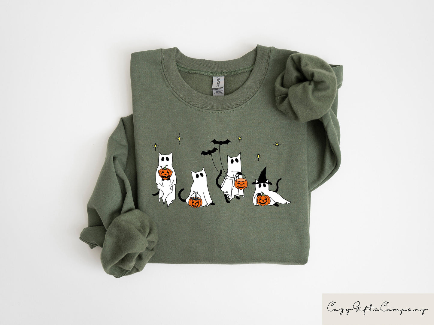 Halloween Cat Sweatshirt Cat Ghost Shirt Spooky Black Cat Shirt Spooky Season Gift Cool Halloween Cat Shirt Halloween Party Shirts Sweatshirt – Fan Favorite · Great Gift For Fans