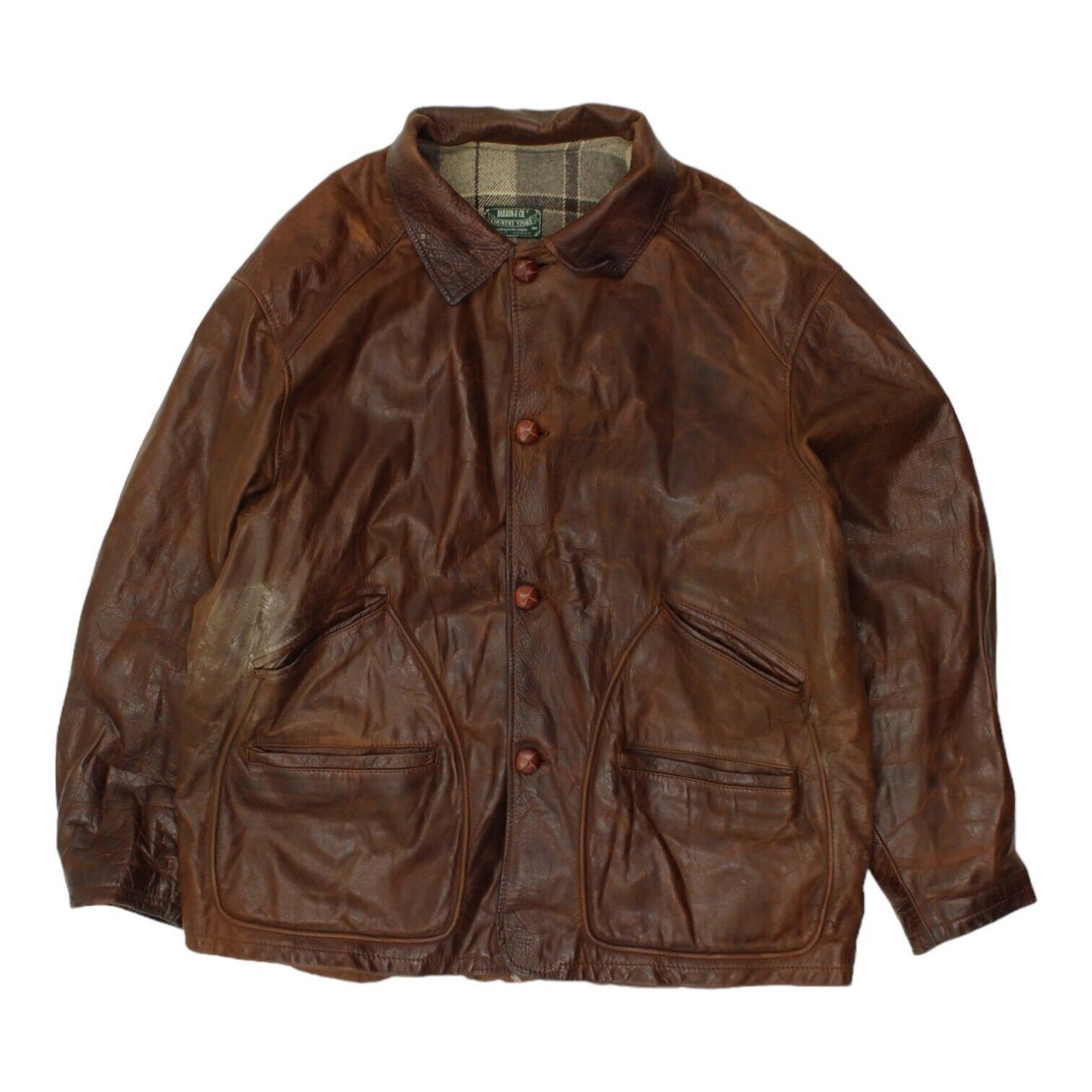 Barron Co Mens Brown Leather Tartan Lined County Jacket Vintage High End VTG Graphic Tee – Everyday Comfort · Great Gift For Fans