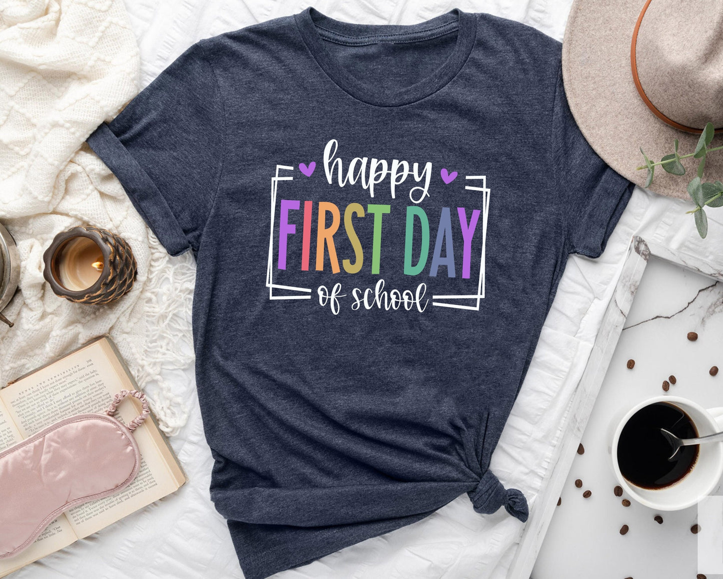 Teacher Shirts Back to School TShirt Happy First Day of School Teacher Appreciation Happy First Day of School Teacher Shirts Graphic Tee – Feel-Good Design · Great Gift For Fans
