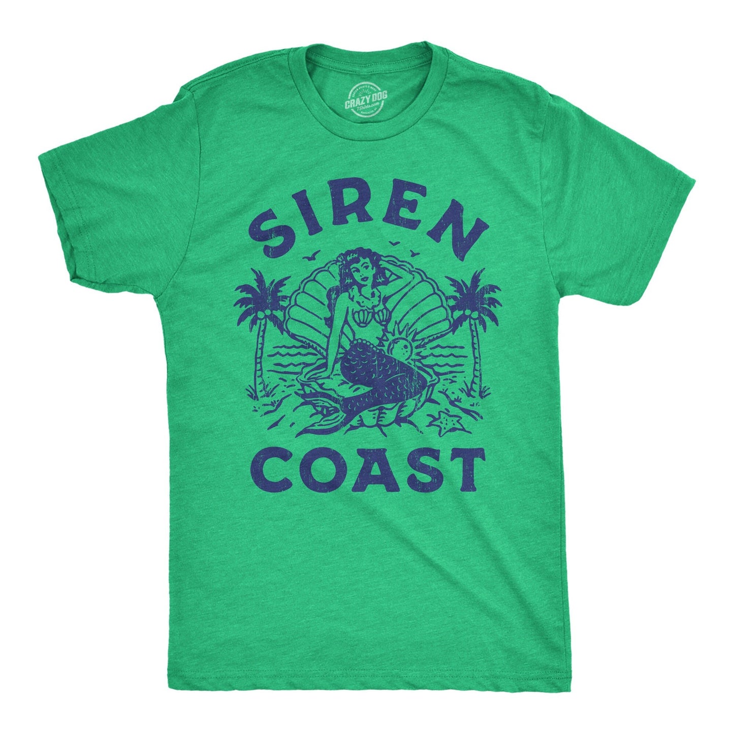 Mens Shirts Vacation Shirts Beach Shirts Siren Coast Mermaid Shirts Siren Shirts Clam Shell Shirts Mens Funny Shirts Palm Trees Graphic Tee – Aesthetic Look · Top Pick For Any Outfit