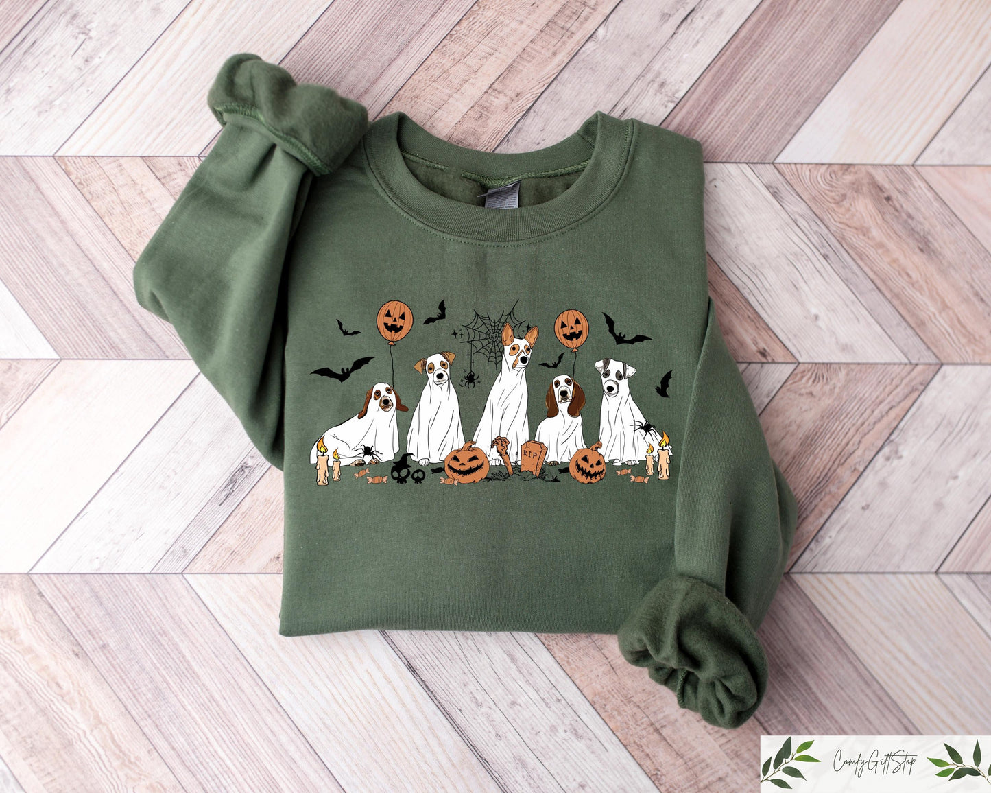 Retro Comfort Ghost Dog Shirt Halloween Dog Shirt Halloween Gifts ute Ghost Dog T shirt Halloween Tshirt Women Dog Lover Gift Graphic Tee – Aesthetic Look · Perfect For Daily Wear