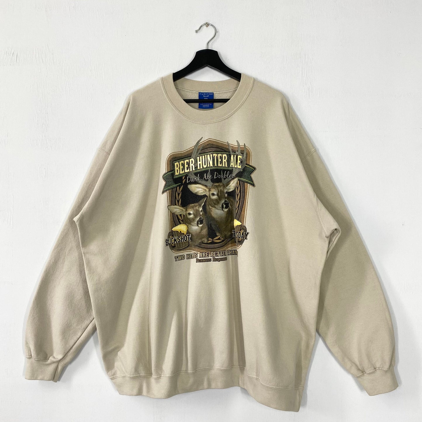 Vintage Deer Sweatshirt Deer Crewneck Outfitter Deer Sweater Pullover Wildlife White Tailed Moose Bar Wolf Eagle Print Logo Beige XXXLarge Sweatshirt – Easygoing Wear · Must-Have Style