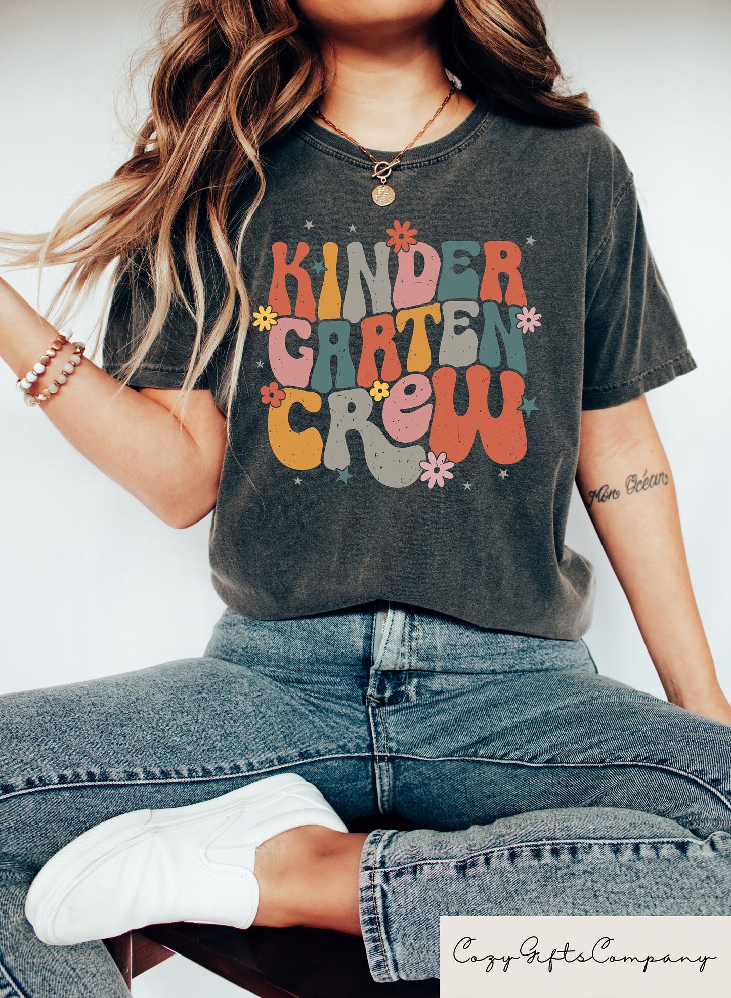 Personalized Kindergarten Teacher Shirt Happy First Day Of School Shirt For Teacher First Day of School Kindergarten Crew Gift Graphic Tee – Fan Favorite · Must-Have Style