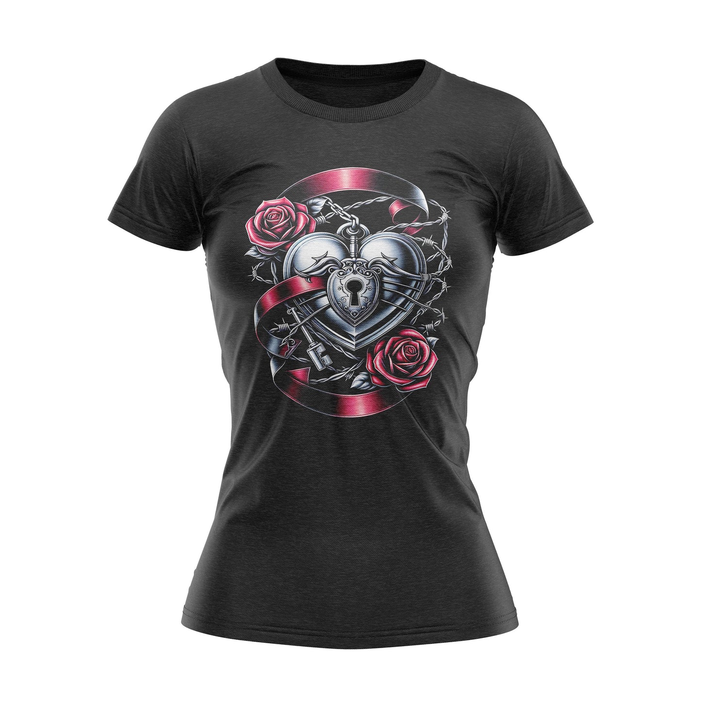Metal Rose Heart Rock Gothic Reaper Heavy Metal Womens T Shirt Graphic Tee – Easygoing Wear · Perfect For Daily Wear