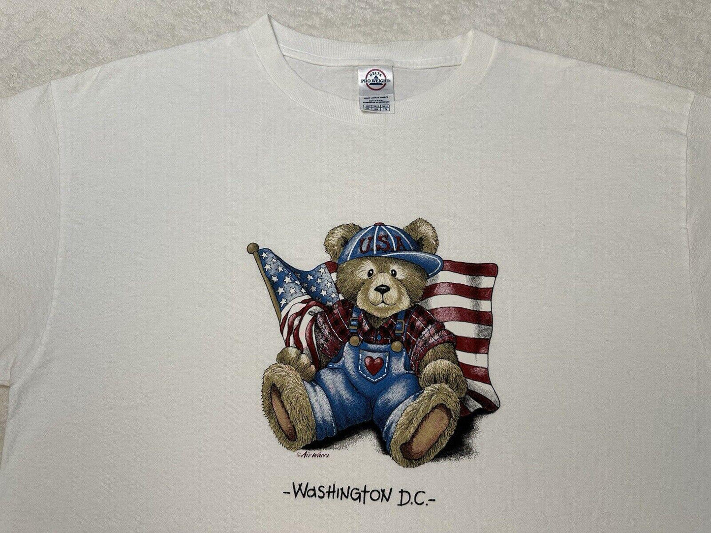 Vintage 2000s Y2K Washington DC USA Flag Teddy Bear Art T Shirt XL Barely Worn Graphic Tee – Soft Feel · Trending Graphic Apparel