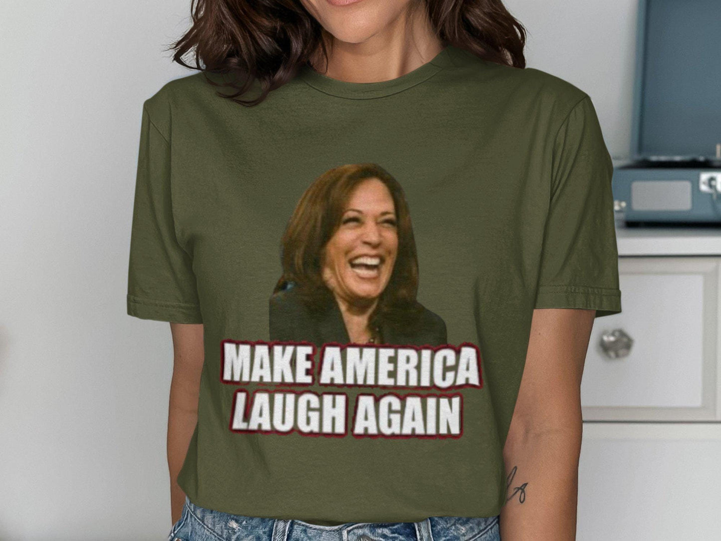 Make America Laugh Again Kamala Harris T Shirt Graphic Tee – Cozy Vibes · High-Quality Print