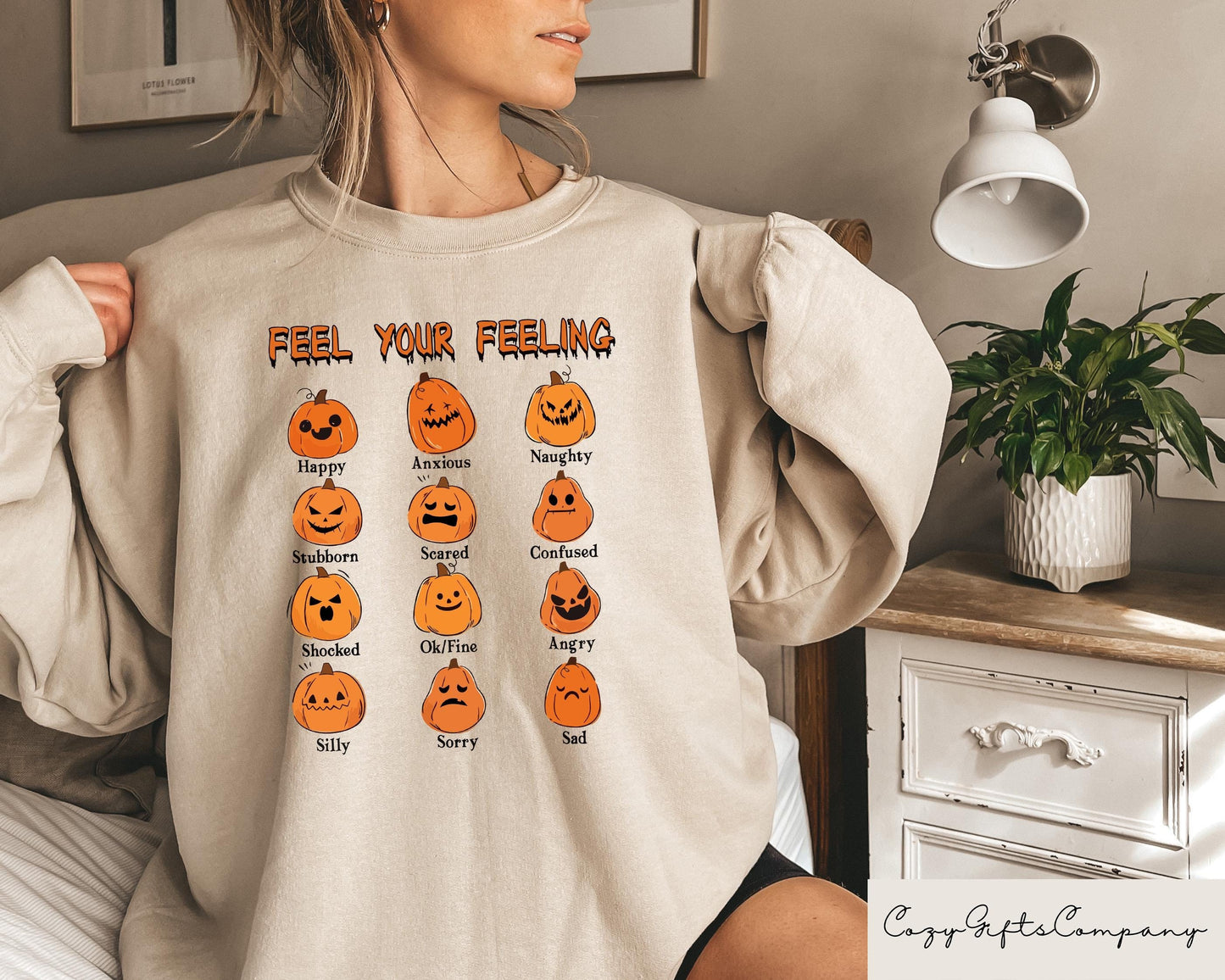 Feel Your Feelings Halloween Sweatshirt Pumpkin Face Shirt Mental Health Awareness Halloween Shirt School Psychologist Gift For Halloween Sweatshirt – Soft Feel · Great Gift For Fans
