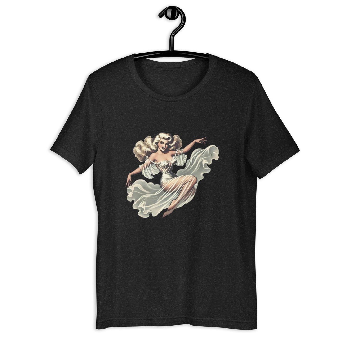 Beautiful Vintage Blonde Spooky Halloween Unisex t shirt Graphic Tee – Warm & Stylish · Perfect For Daily Wear