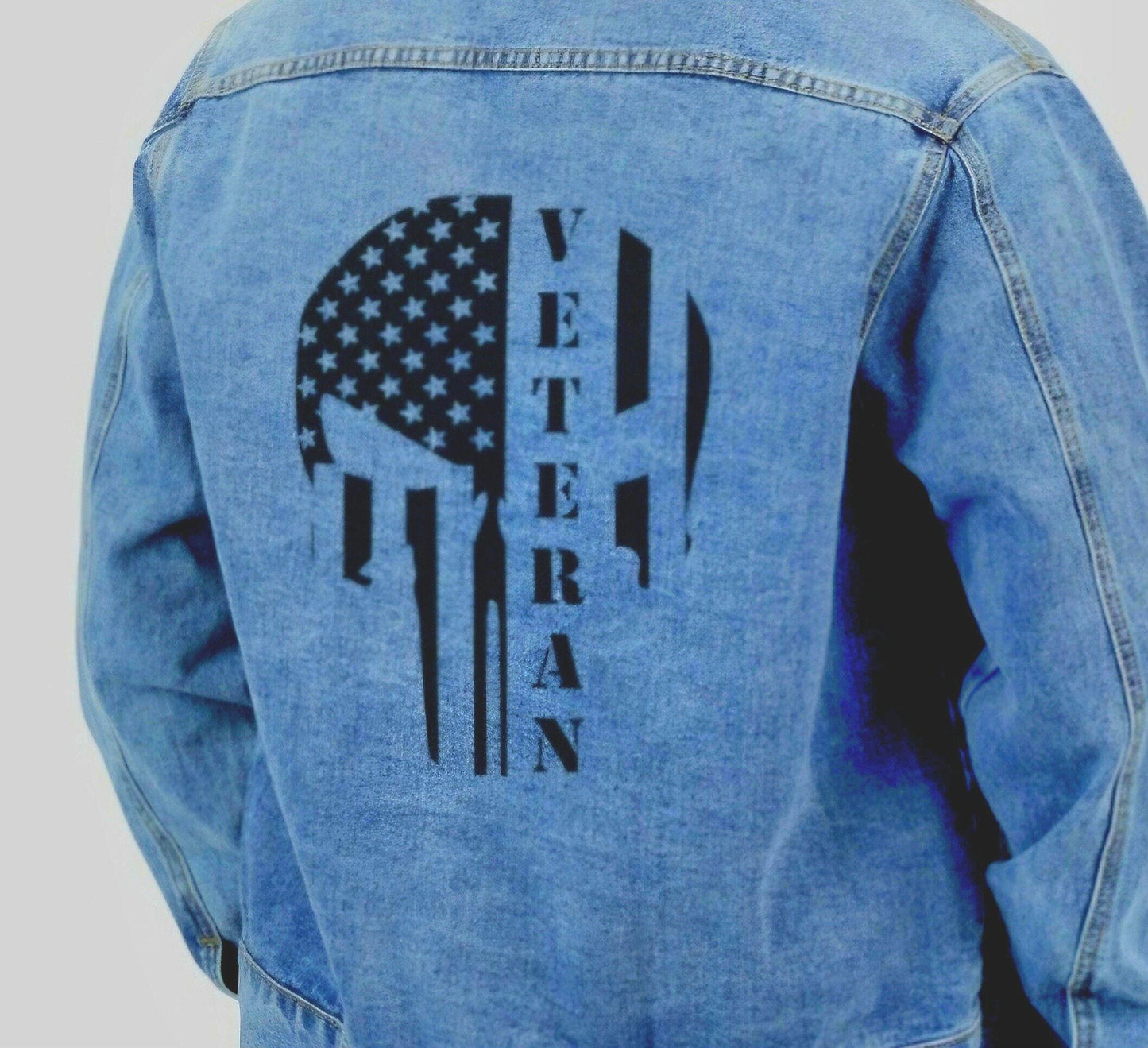 Men39s Vereran39s Military Denim Jacket Punisher Skull Military Patriotic Jean Jacket High Quality Gift For Military Veteran Husband Dad Men Graphic Tee – Aesthetic Look · Trending Graphic Apparel