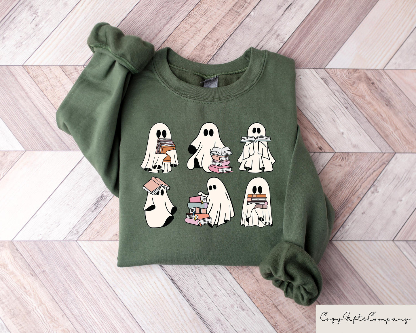 Ghost Reading Books Sweater Bookish Halloween Sweatshirt Halloween Teacher Gift Librarian Halloween Hoodie Ghost Reading Crewneck Hoodie – Everyday Comfort · Perfect For Daily Wear