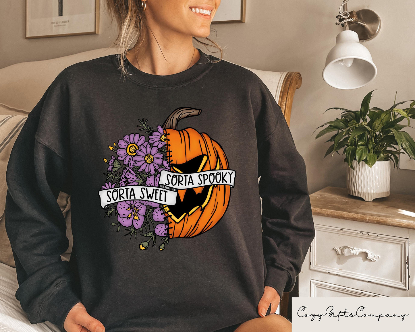 Sweet Sorta Spooky Shirt Flower Pumpkin Shirt Halloween Pumpkin Sweatshirt Halloween Party Gift Sarcastic Spooky Season T Shirt Sweatshirt – Feel-Good Design · Perfect For Daily Wear