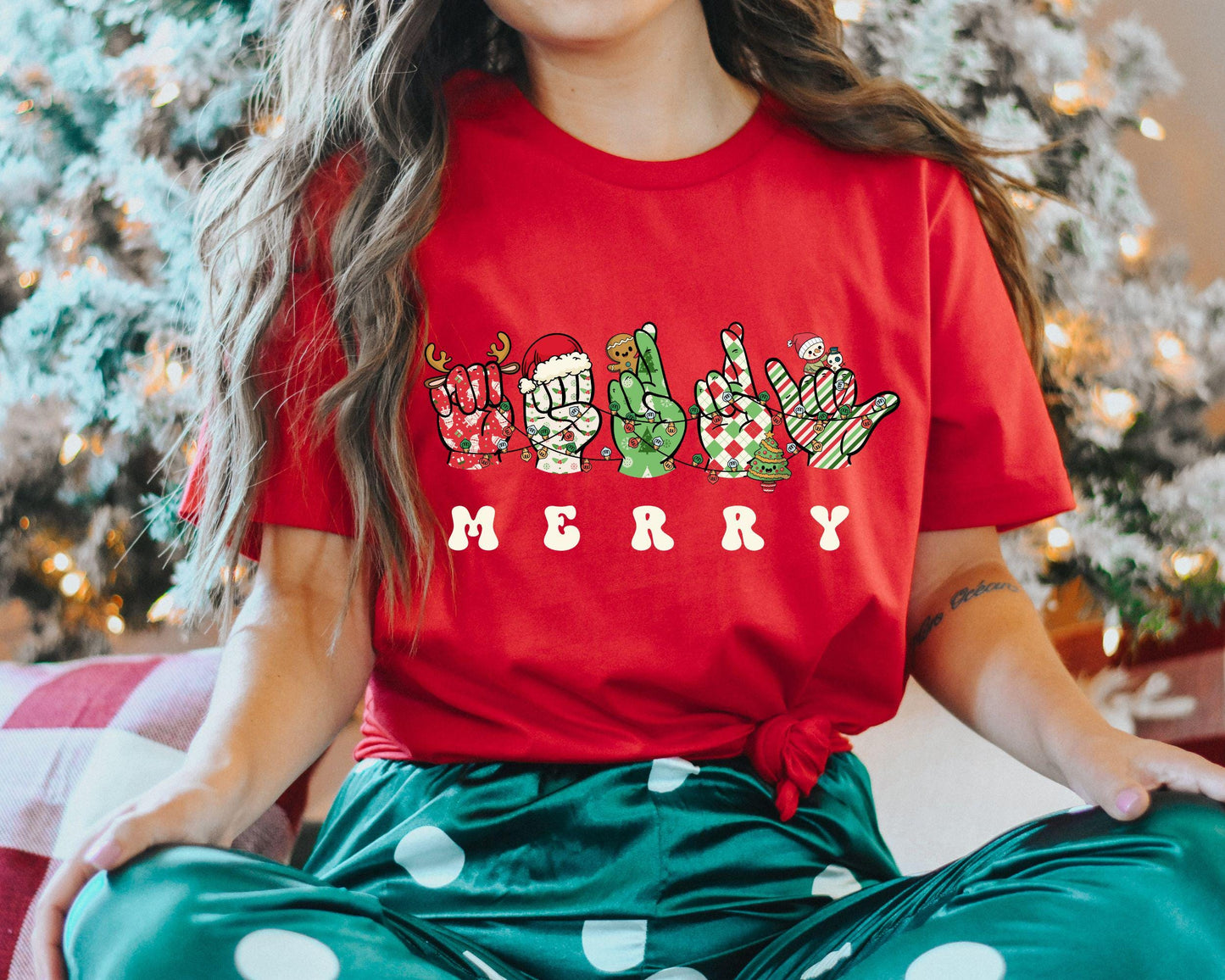 ASL Christmas Buffalo Plaid Shirt ASL Christmas Shirt Sign Language Christmas Tee Christmas Sign Language Shirt Deaf Pride Graphic Tee – Premium Graphic · Must-Have Style