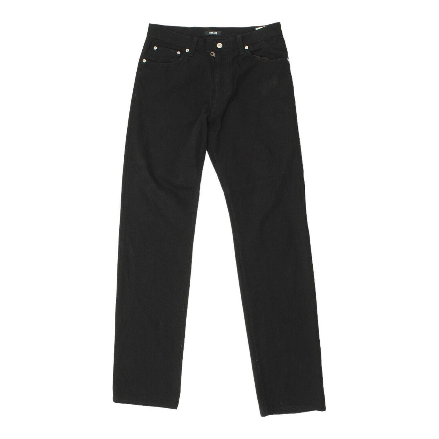 Versace VJC Mens Black Stretchy Nylon Trousers Vintage High End Designer VTG Graphic Tee – Bold Style · High-Quality Print