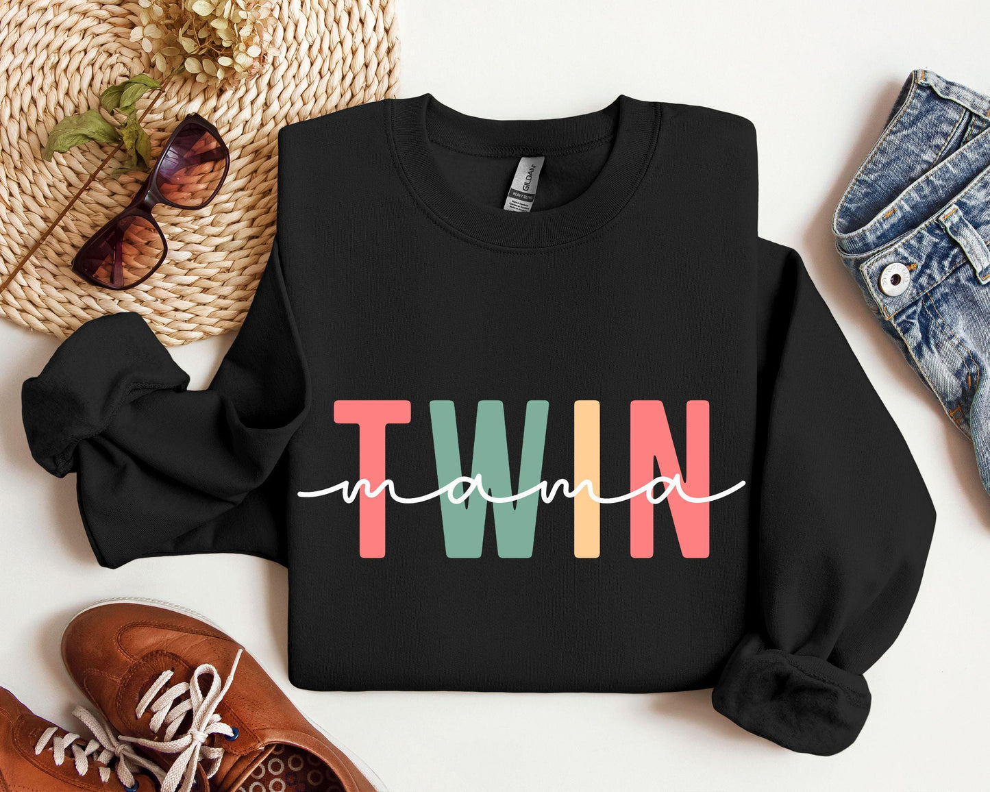 Twin Mom Sweatshirt Mothers Day Gift Pregnancy Announcement Cute Twin Mama TShirt Mom of Two Tee New Mom Tee Mom Appreciation Gift Sweatshirt – Fan Favorite · Great Gift For Fans