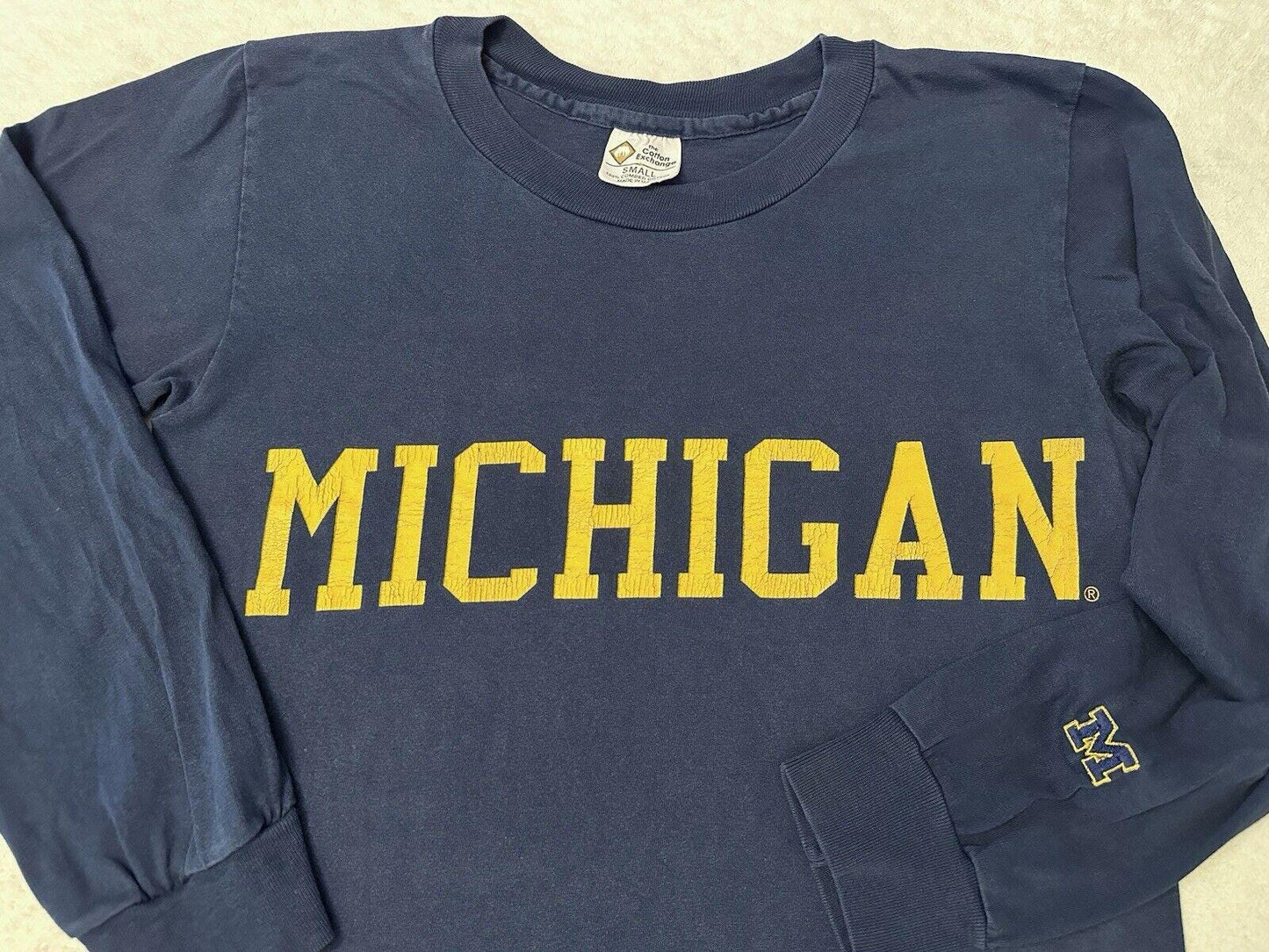 Vintage 90s University Michigan Ann Arbor Cotton Exchange Long Sleeve T Shirt S Graphic Tee – Bold Style · High-Quality Print