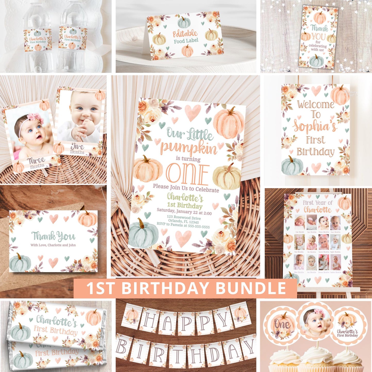 Pumpkin First Birthday Bundle Our Little Pumpkin Is Turning One Birthday Decor Fall Birthday Bundle 1St Birthday Bundle Fall Theme Cute PN4 Graphic Tee – Aesthetic Look · High-Quality Print