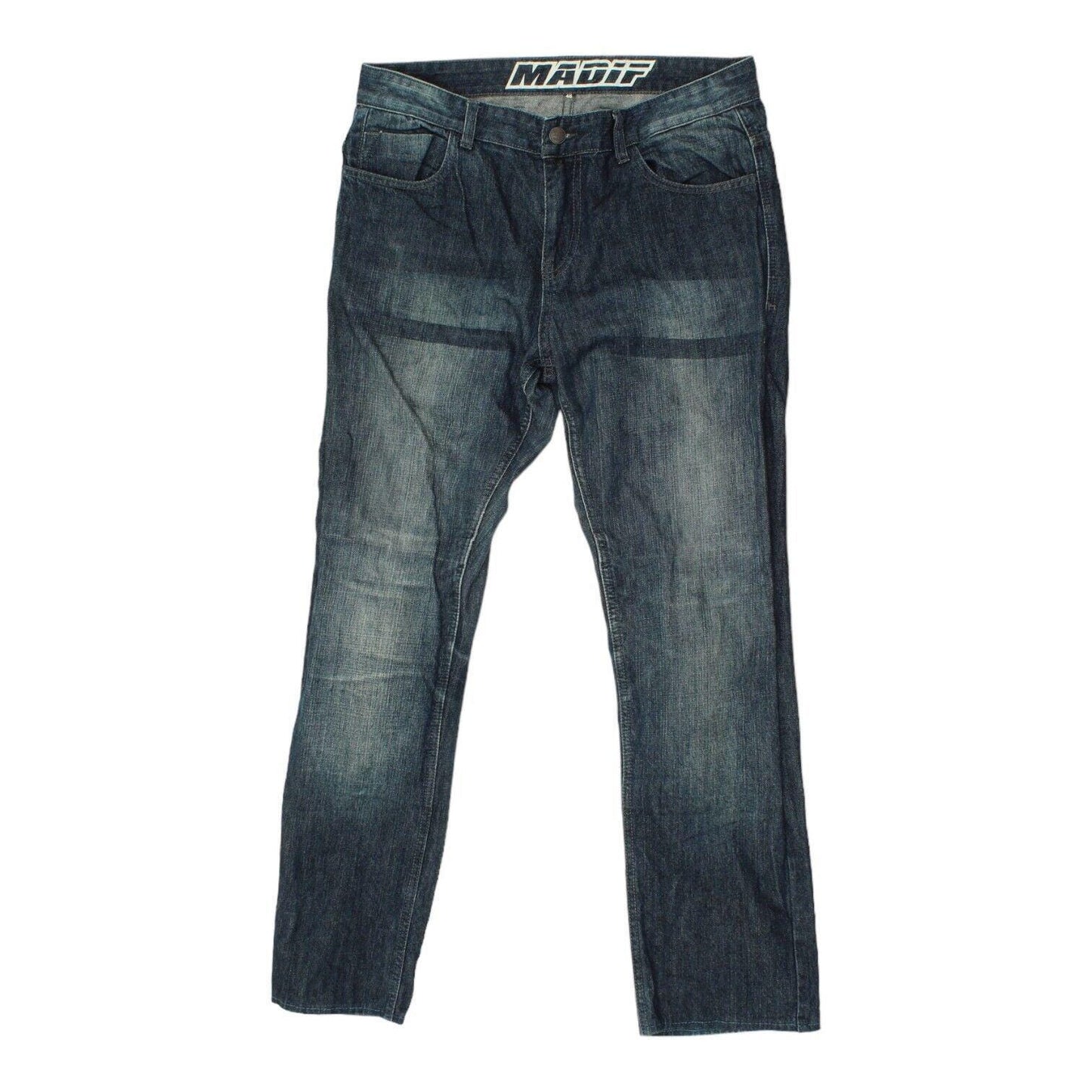 Madif Mens Blue Padded Motorcycle Jeans Vintage Armoured Biker Denim VTG Graphic Tee – Aesthetic Look · Perfect For Daily Wear