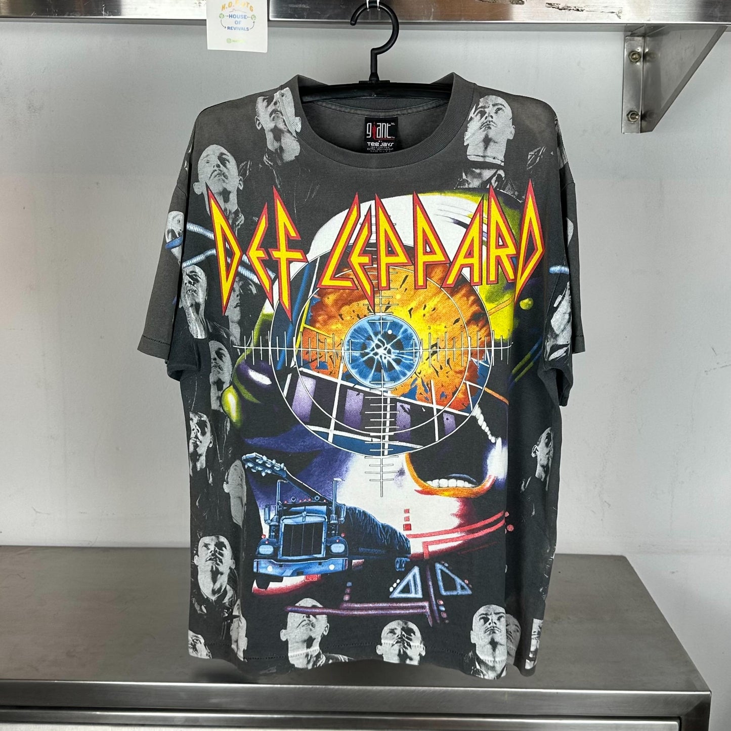 Vintage 90s Def Leppard Heavy Metal Band AOP All over print Giant XL single stitch Black faded T shirt Graphic Tee – Warm & Stylish · Top Pick For Any Outfit