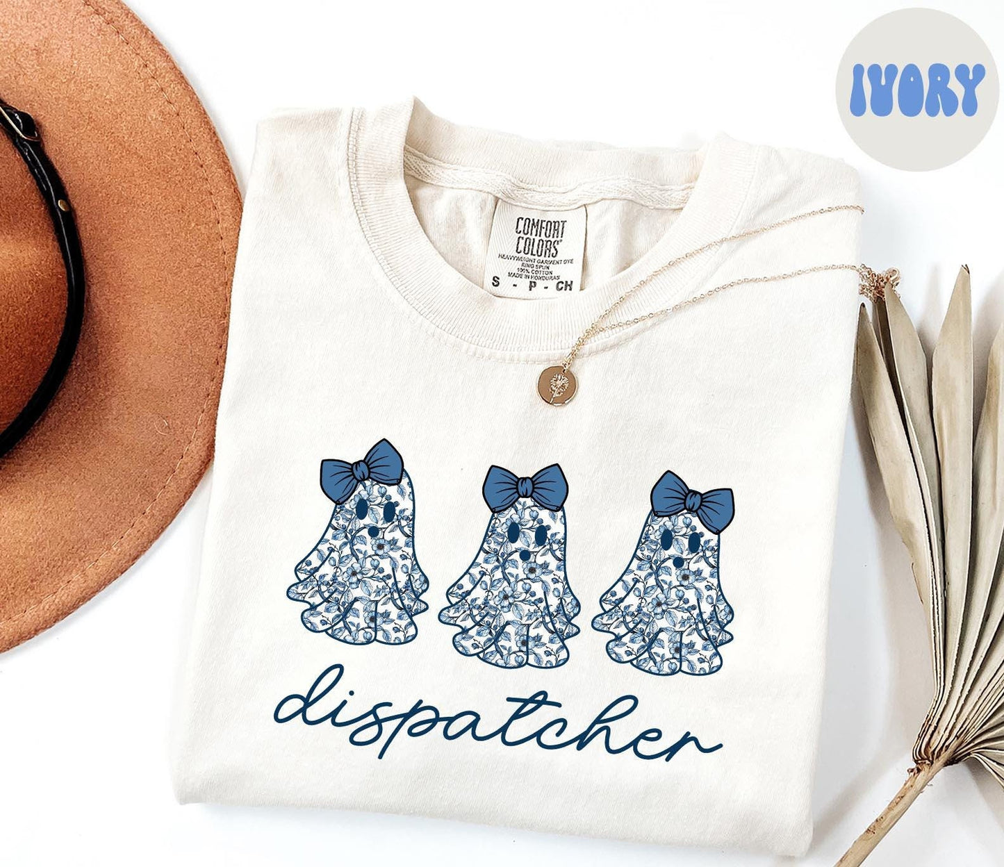 Dispatcher 911 French Blue Toile Halloween Ghosts Coquette Floral Shirt Gifts Comfort Colors Tshirt Crewneck Tee Crew Neck Women Graphic Tee – Soft Feel · High-Quality Print