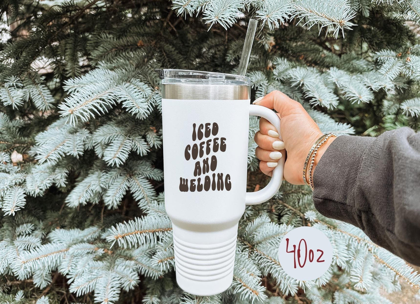 Welder Welding Tumbler 40oz Cup With Straw Gifts Insulated Cup Travel Mug Graphic Tee – Fan Favorite · Must-Have Style