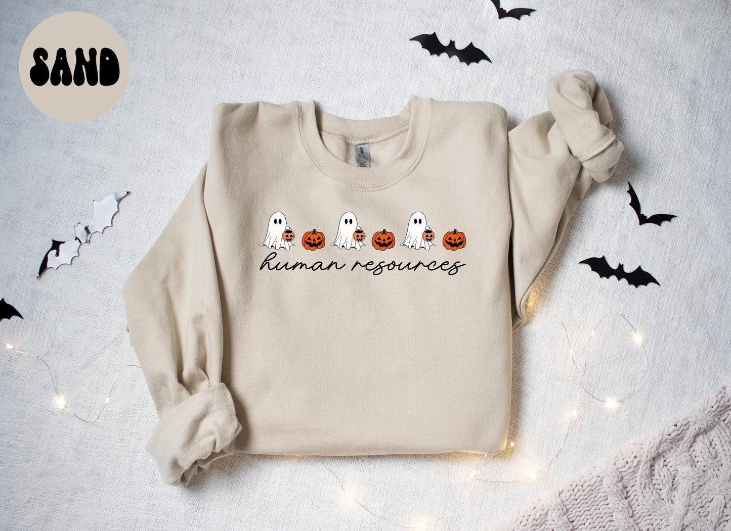 Human Resources HR Halloween Ghost Pumpkin Sweatshirt Gifts for Her Funny Sweater Shirt Cozy Comfy Unique Sweatshirt – Feel-Good Design · Trending Graphic Apparel