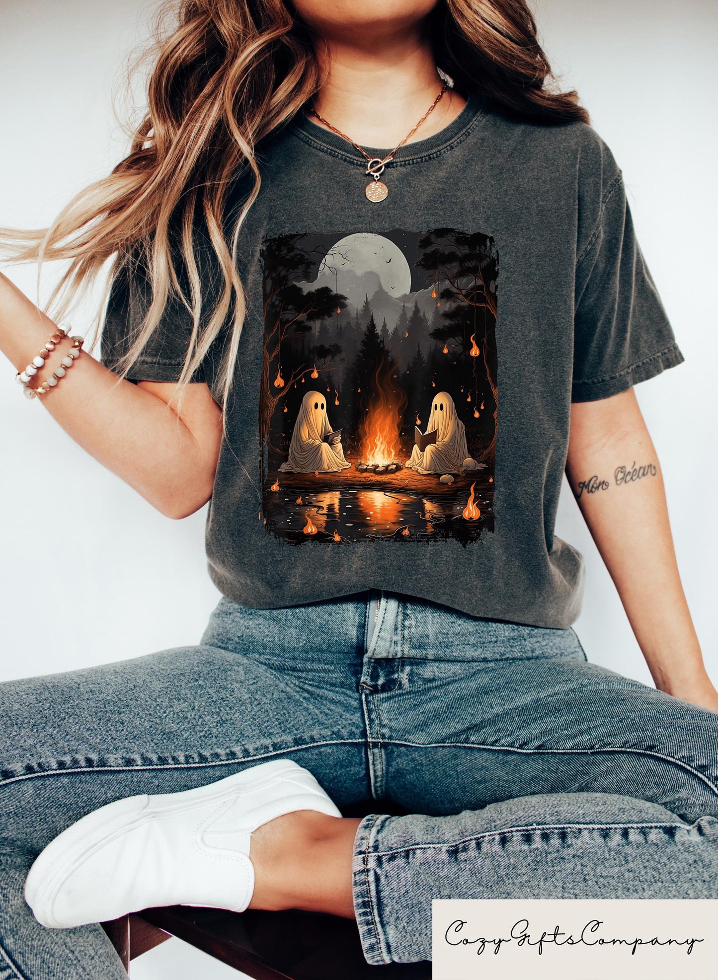 Retro Ghost Book Reading Camping Gothic Halloween Teachers Shirt Ghost Book Reading Sweatshirt Halloween Gift Halloween Trip Shirt Sweatshirt – Everyday Comfort · Trending Graphic Apparel