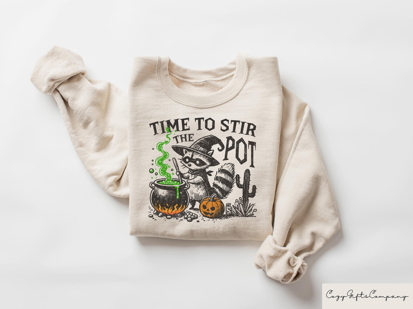 Time To Stir The Pot Sweatshirt Funny Halloween Shirt Spooky Season Tshirt Cute Raccoon Halloween Tee Halloween Gifts Pumpkin Season Sweatshirt – Premium Graphic · Must-Have Style