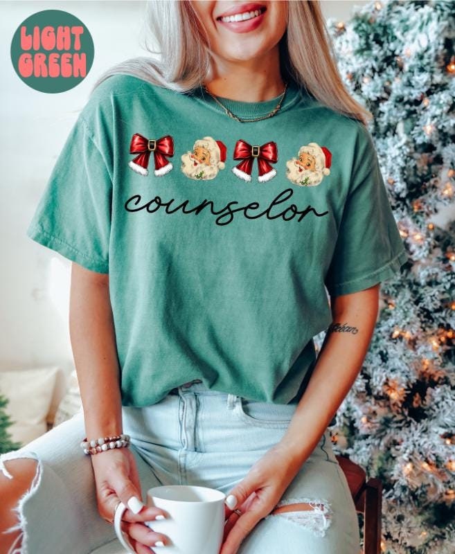 Counselor Christmas Coquette Shirt Christmas Gifts Comfort Colors Funny Tshirt Crewneck Tee Women Graphic Tee – Cozy Vibes · High-Quality Print