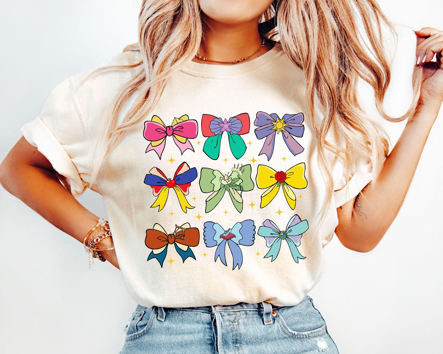 Disney Princess Cute Ribbons And Bows Pastel Colors Logo T Shirt Disney Princess Coquette Bow ShirtPrincess Bow ShirtDisneyland Girly Tee Graphic Tee – Soft Feel · High-Quality Print