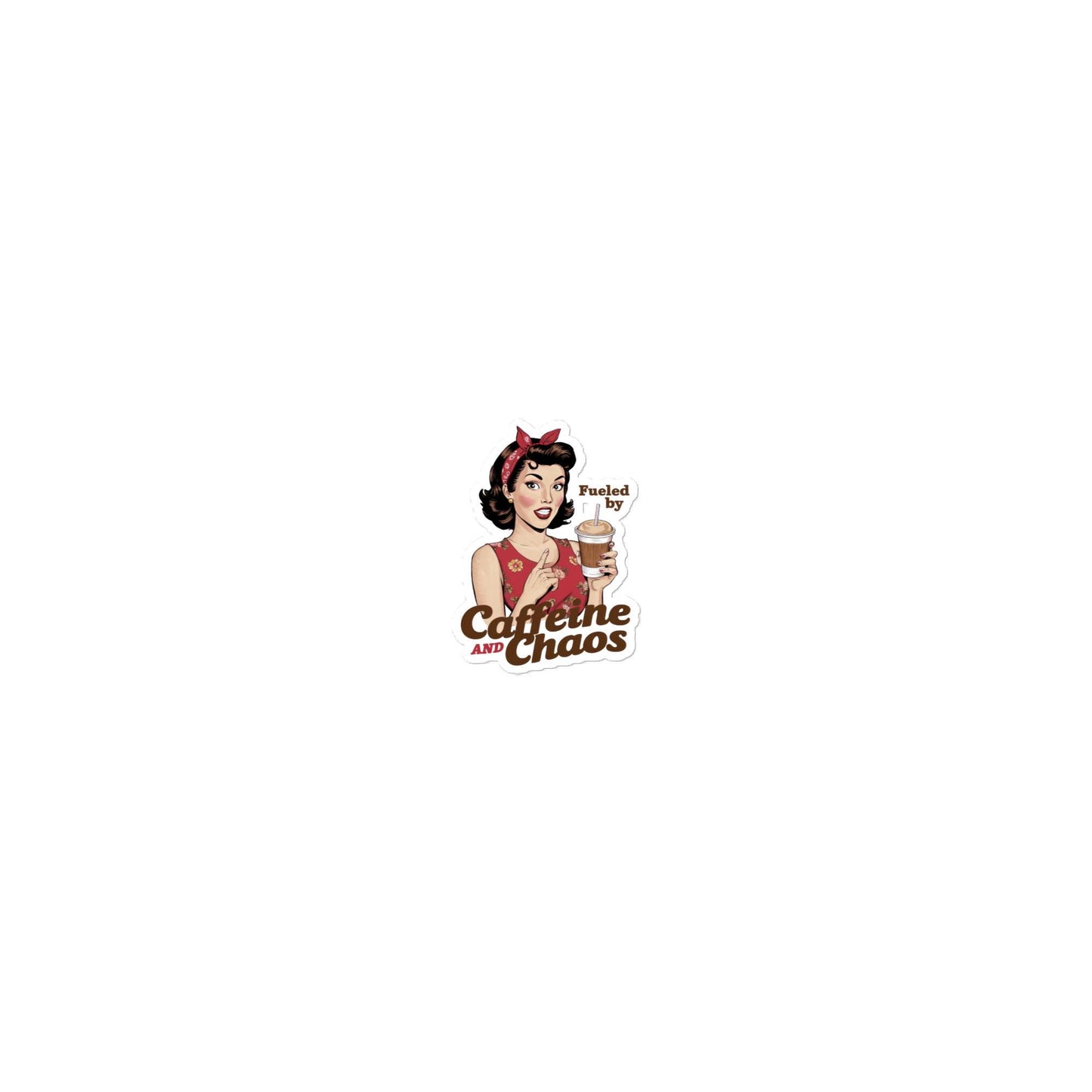 Fueled By Caffeine and Chaos Retro Mom Funny Sarcastic Bubble free stickers Graphic Tee – Feel-Good Design · Top Pick For Any Outfit