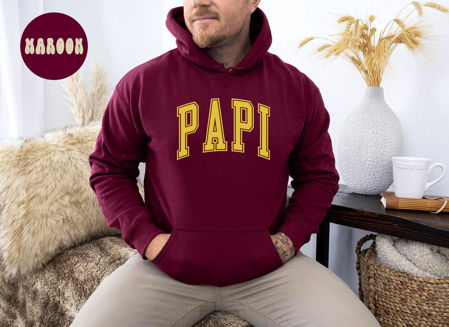 Papi Hoodie Gifts Hooded Sweatshirt Jumper Long Sleeve Birthday Gift for Men Gift for Women Hoodie – Feel-Good Design · Perfect For Daily Wear
