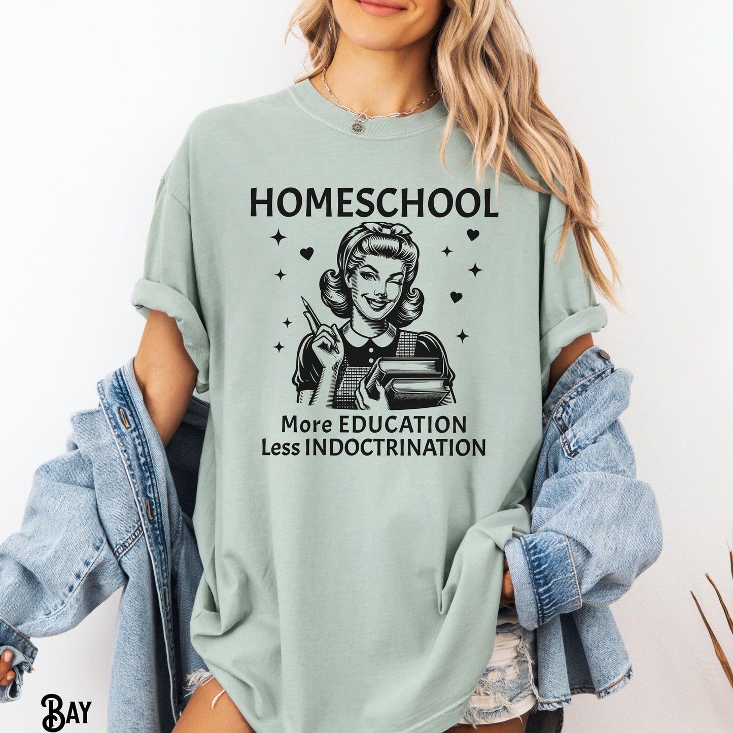 Homeschool Shirt Mom Mama Teacher More Education Less Indoctrination Retro Vintage Gift Graphic Tee – Feel-Good Design · High-Quality Print