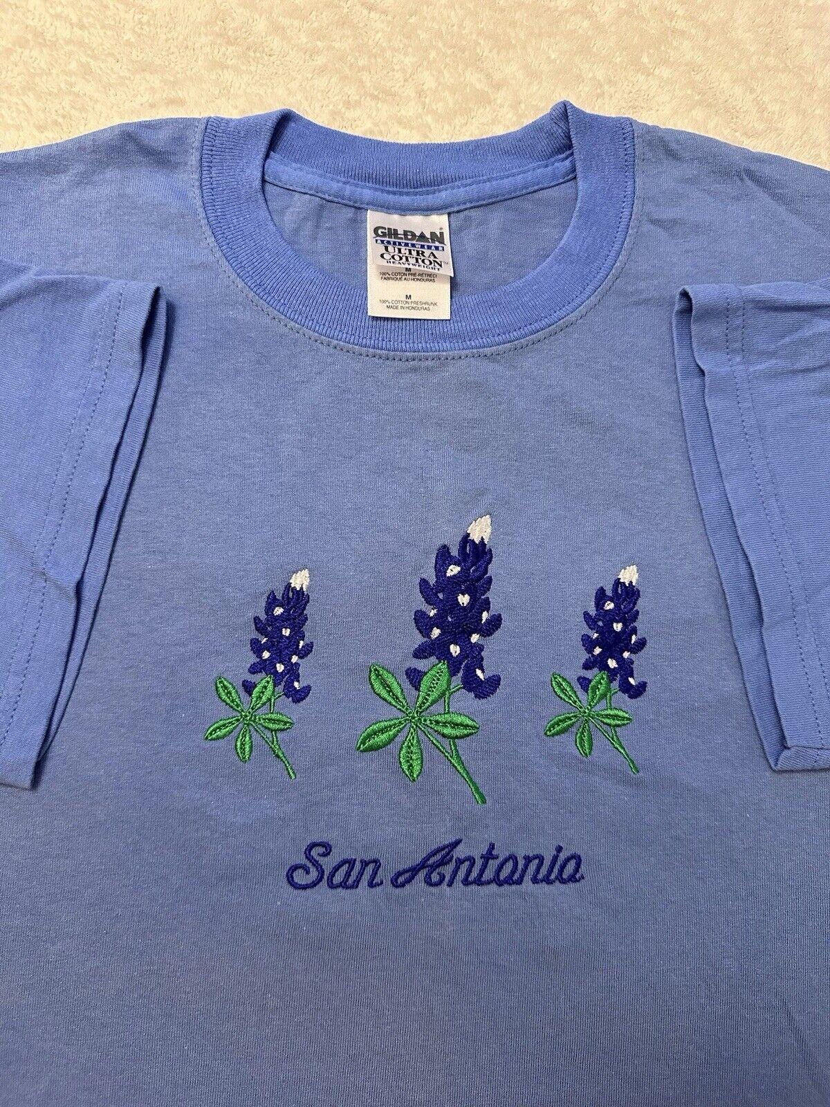 Vintage 2000s Y2K San Antonio Texas Bluebonnet Flower Embroidered T Shirt M NEW Graphic Tee – Cozy Vibes · Trending Graphic Apparel