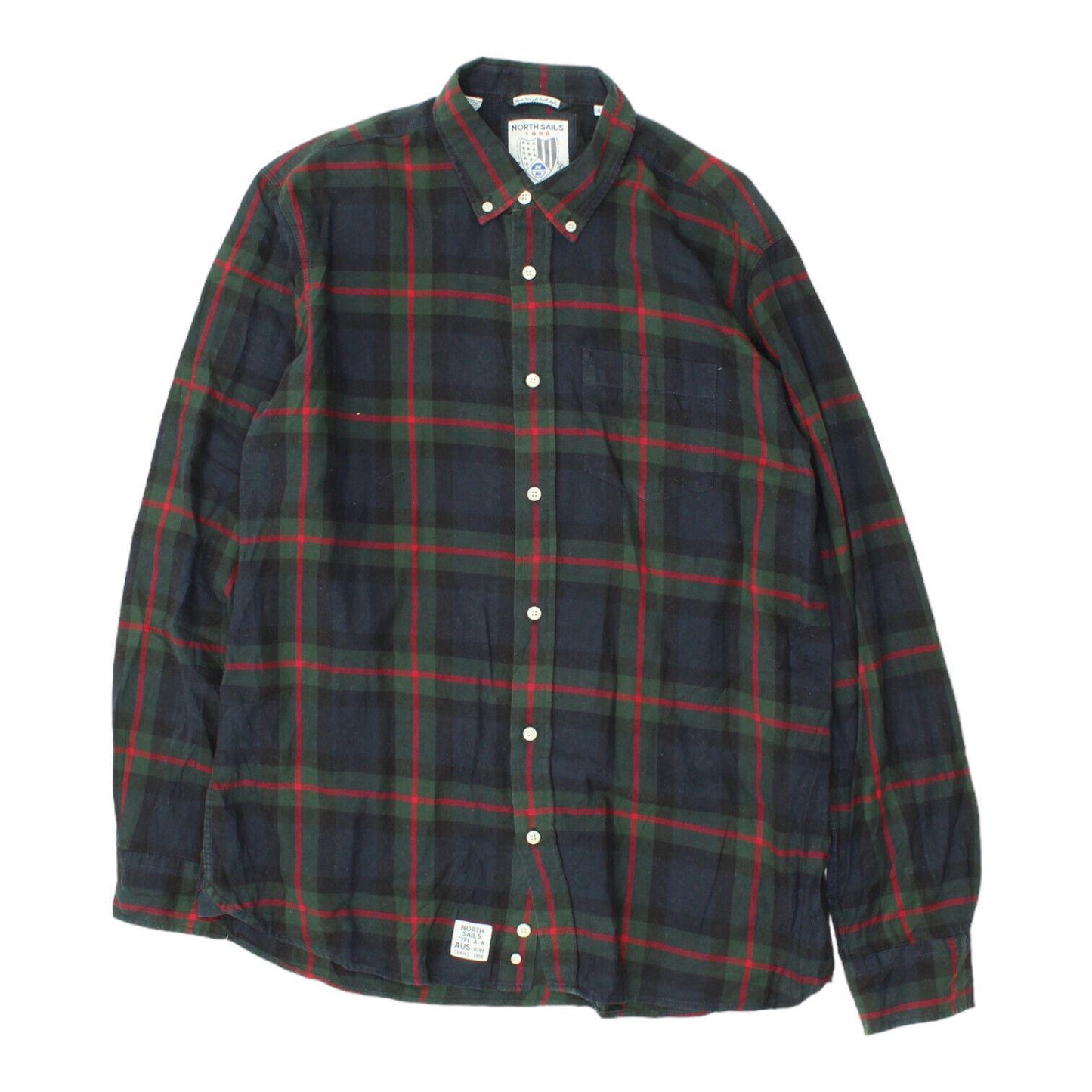 North Sails Mens Navy Button Down Collar Plaid Check Shirt Vintage Designer Graphic Tee – Soft Feel · Perfect For Daily Wear