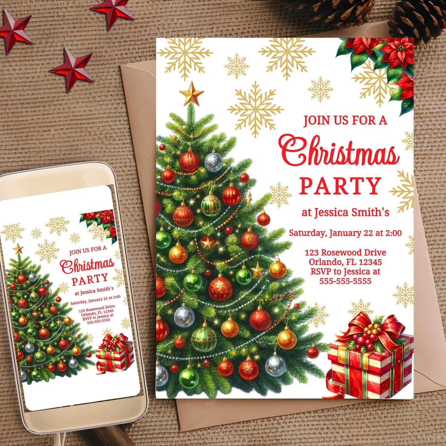 Editable Christmas Party Invitation Holiday Invitation Winter Party Invite Holiday Party Printable Digital Invite Christmas Invitation Tree Graphic Tee – Aesthetic Look · Trending Graphic Apparel