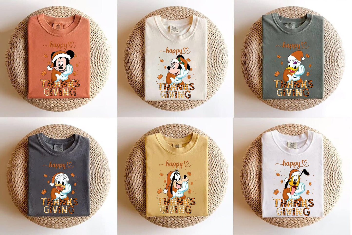 Disney Mickey And Friends Happy Thanksgiving ShirtsComfort Color and Bella Canvas shirtThanksgiving Fall TripFamily Thanksgiving Matching Graphic Tee – Premium Graphic · High-Quality Print