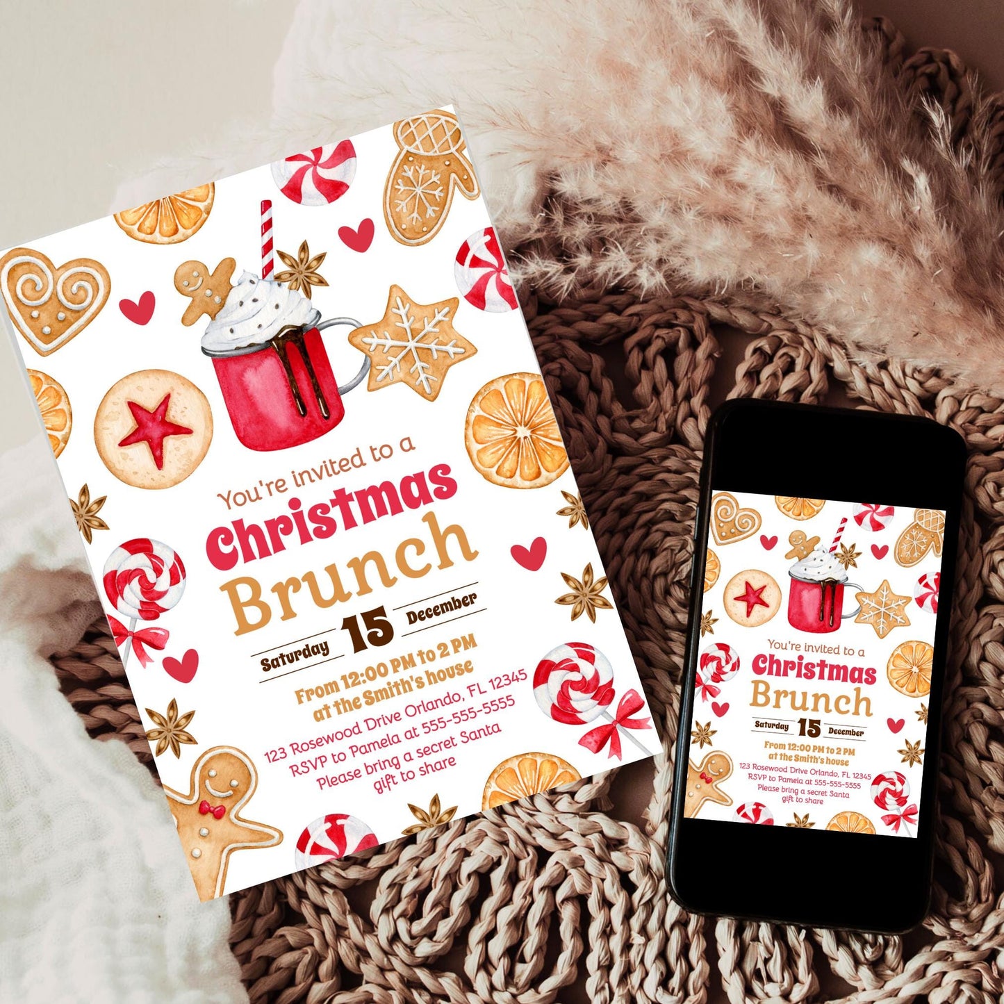 Editable Christmas Brunch Invitation Holiday Party Invite Christmas Invitation Christmas Breakfast Invite Christmas Party Christmas Lunch Graphic Tee – Feel-Good Design · High-Quality Print