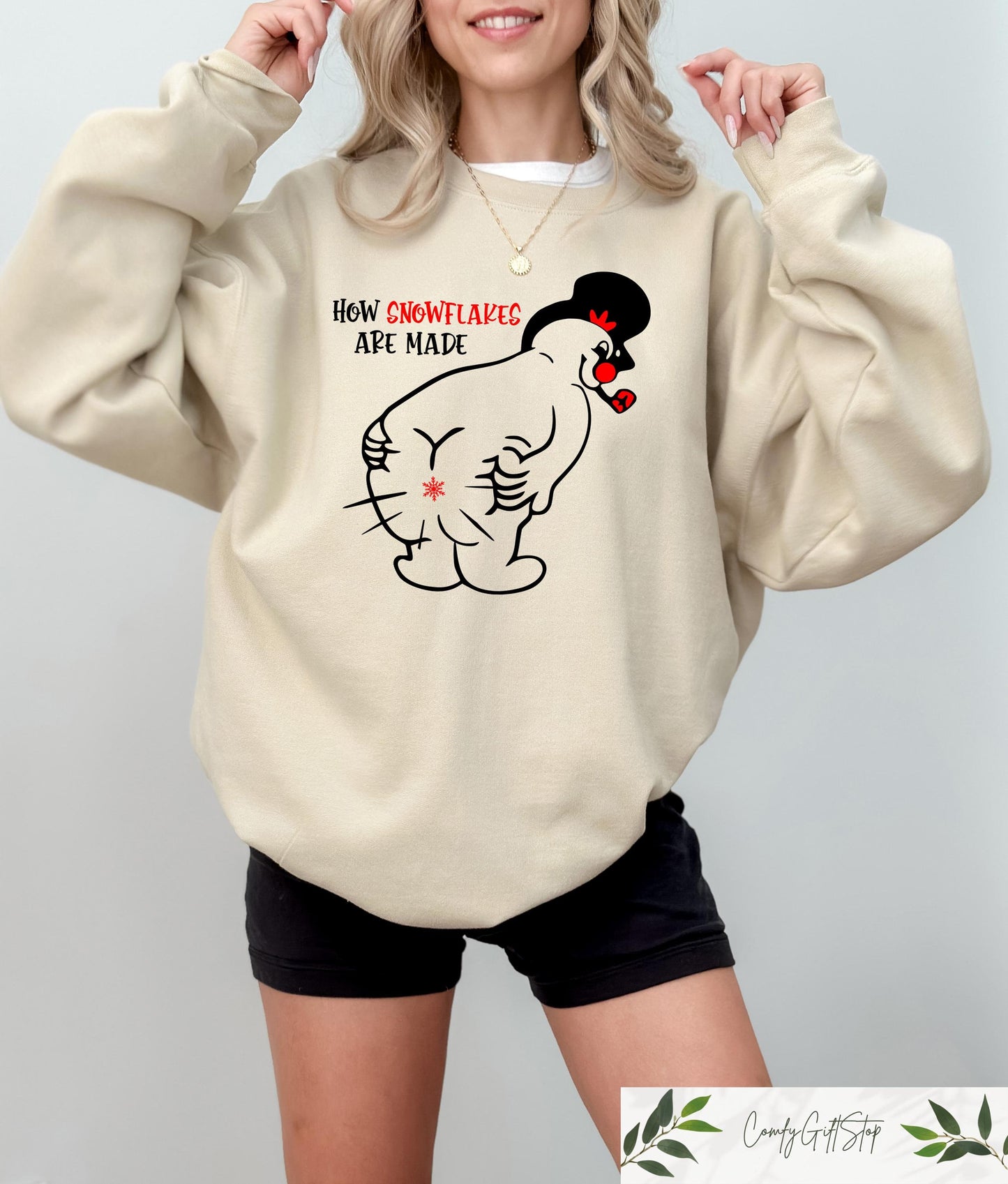 How Snowflakes Are Really Made Sweatshirt Sarcastic Christmas Sweater Funny Christmas Gift Funny Xmas Crewneck Cute Christmas Shirt Sweatshirt – Warm & Stylish · Perfect For Daily Wear